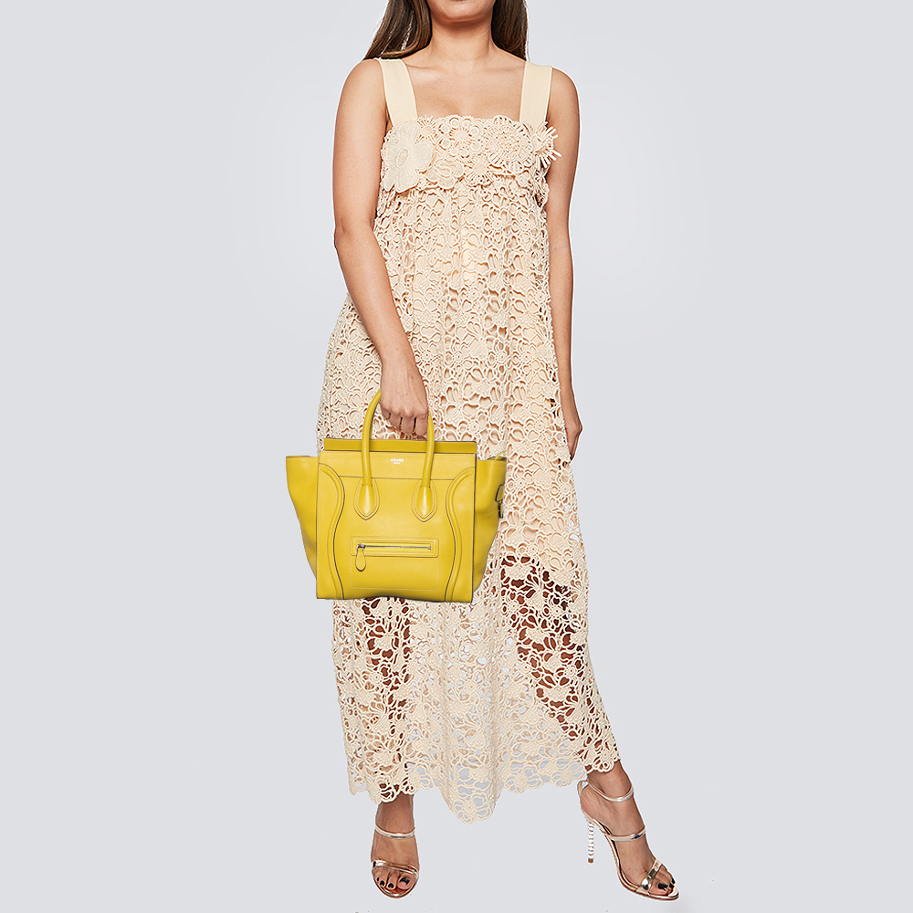 

Celine Yellow Leather Mini Luggage Tote