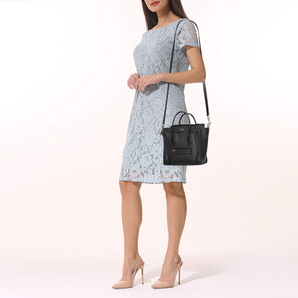 

Celine Black Leather Nano Luggage Tote