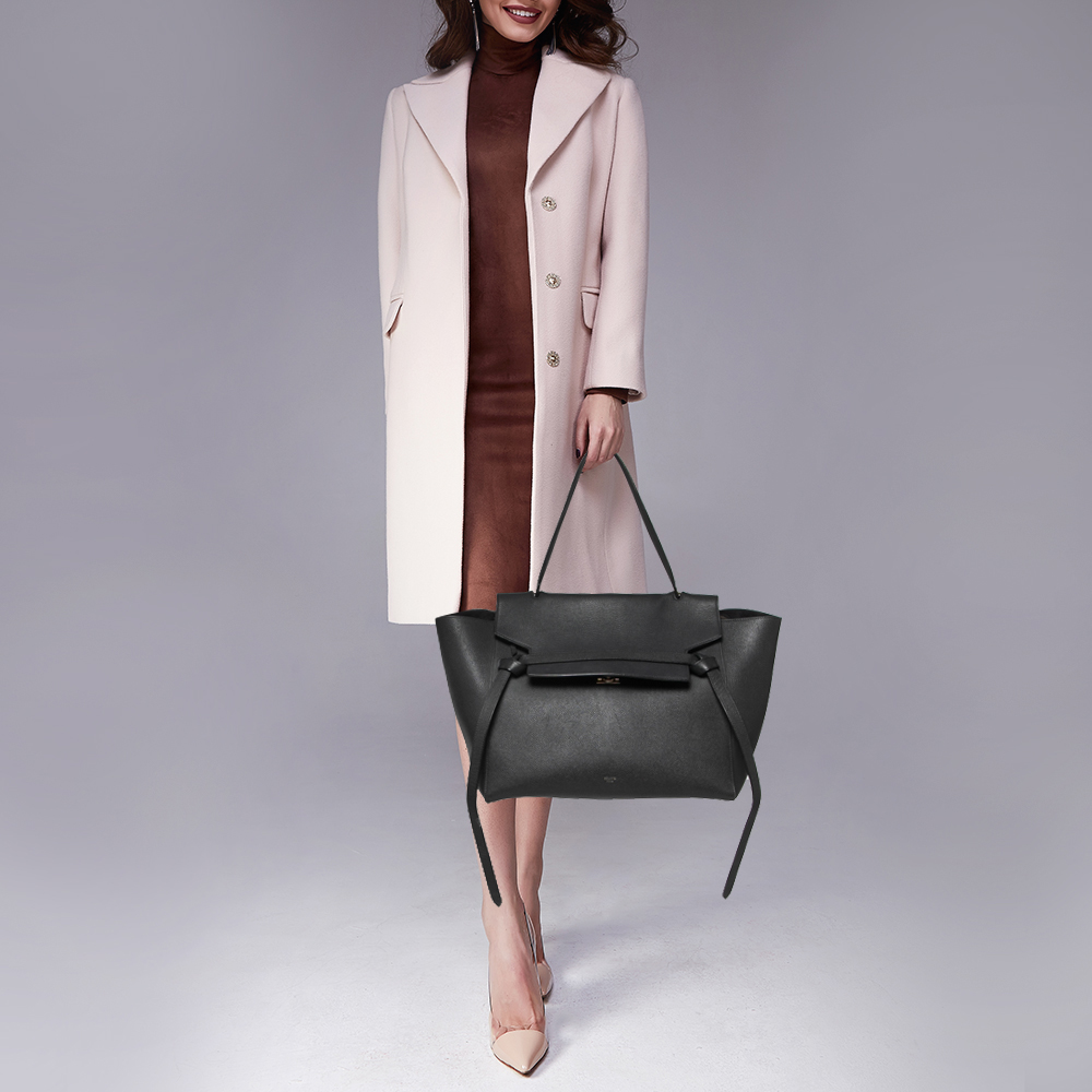 

Celine Black Leather Small Belt Top Handle Bag