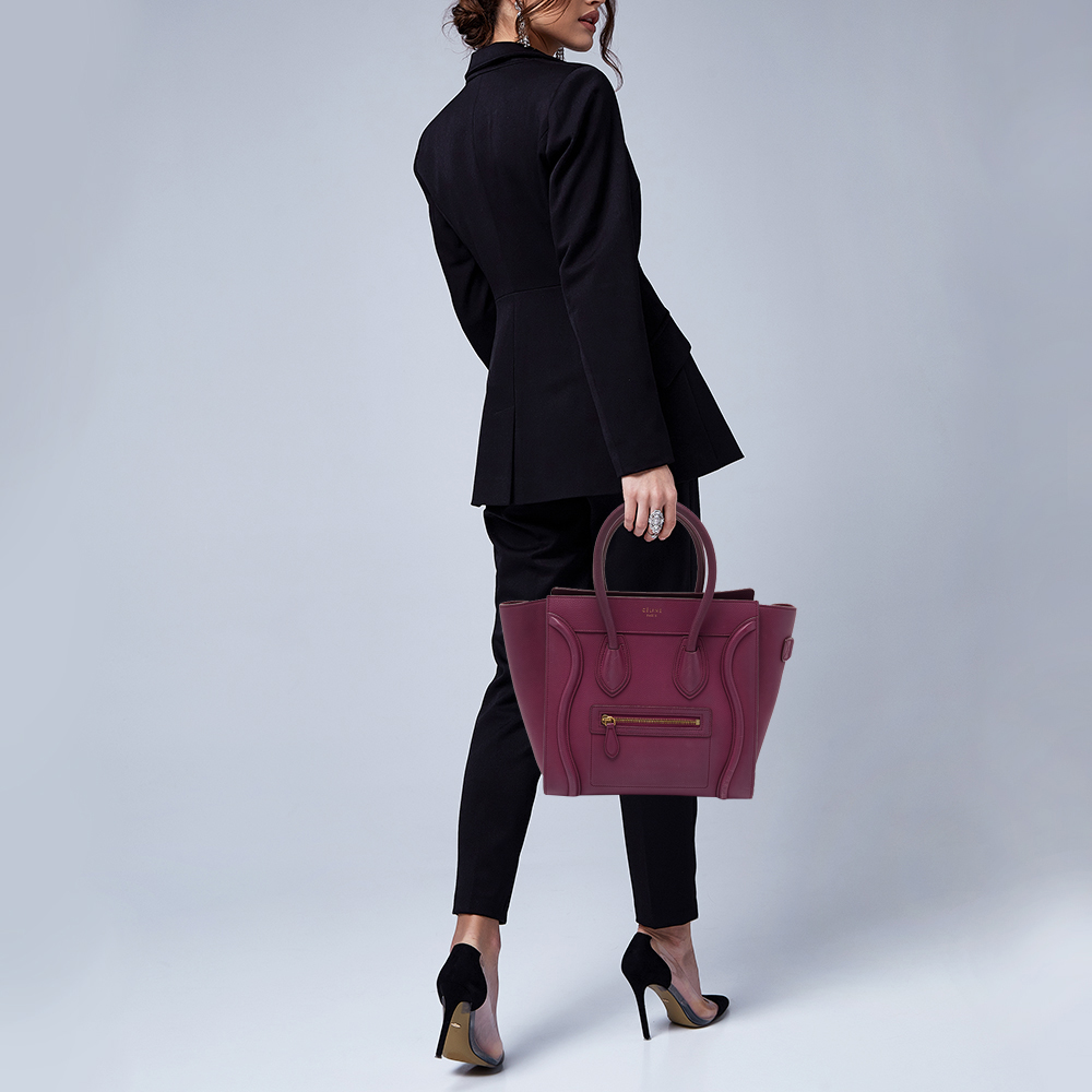 

Celine Burgundy Leather Micro Luggage Tote