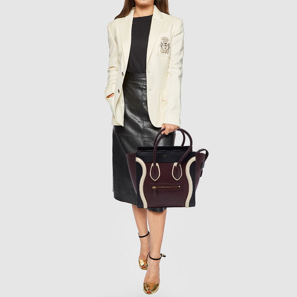 

Celine Tricolor Leather Micro Luggage Tote, Multicolor