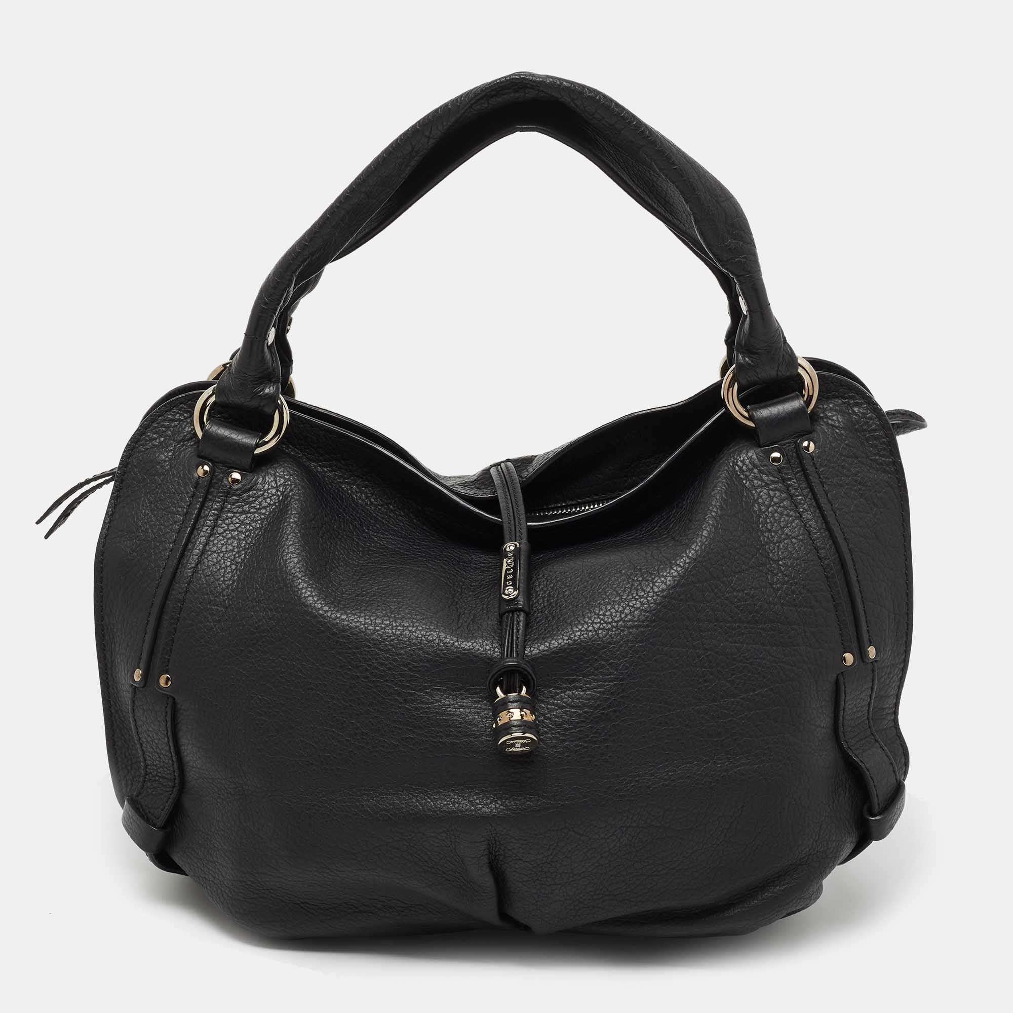 Pre Owned Celine Black Leather Satchel