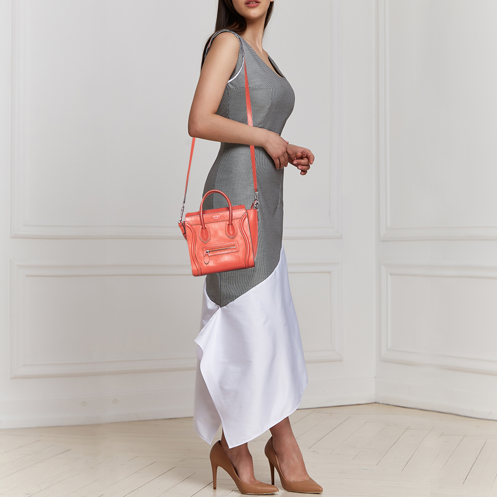 

Celine Orange Leather Nano Luggage Tote