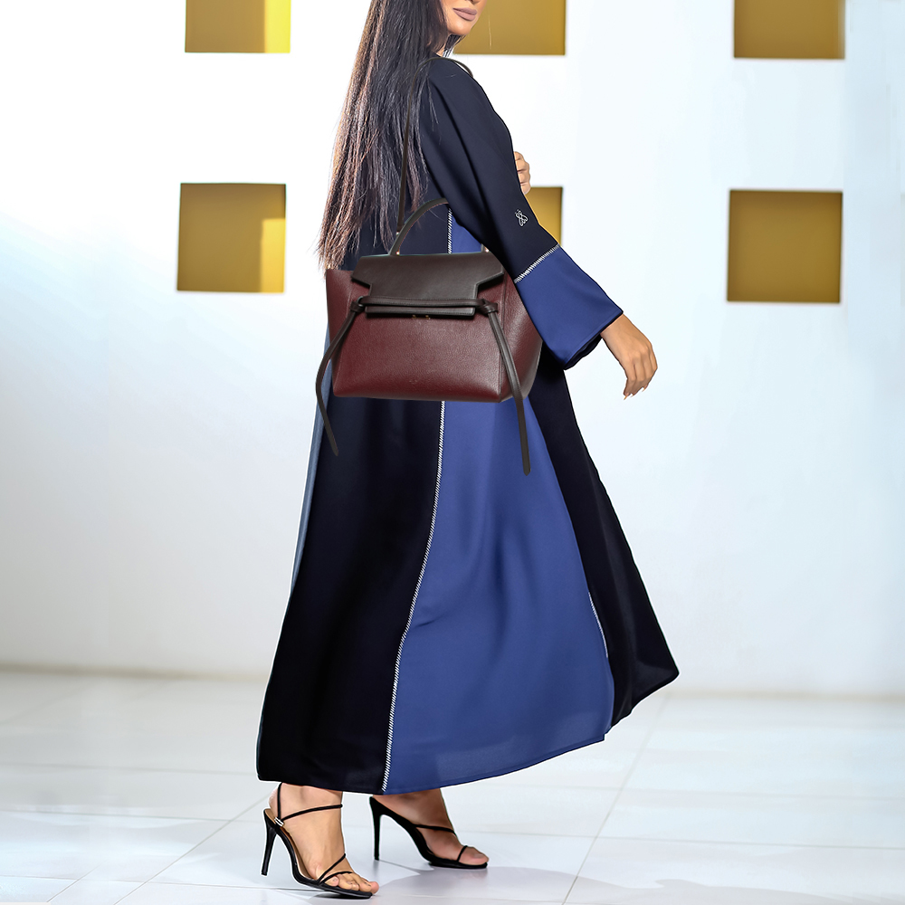 

Celine Burgundy/Brown Leather Micro Belt Top Handle Bag