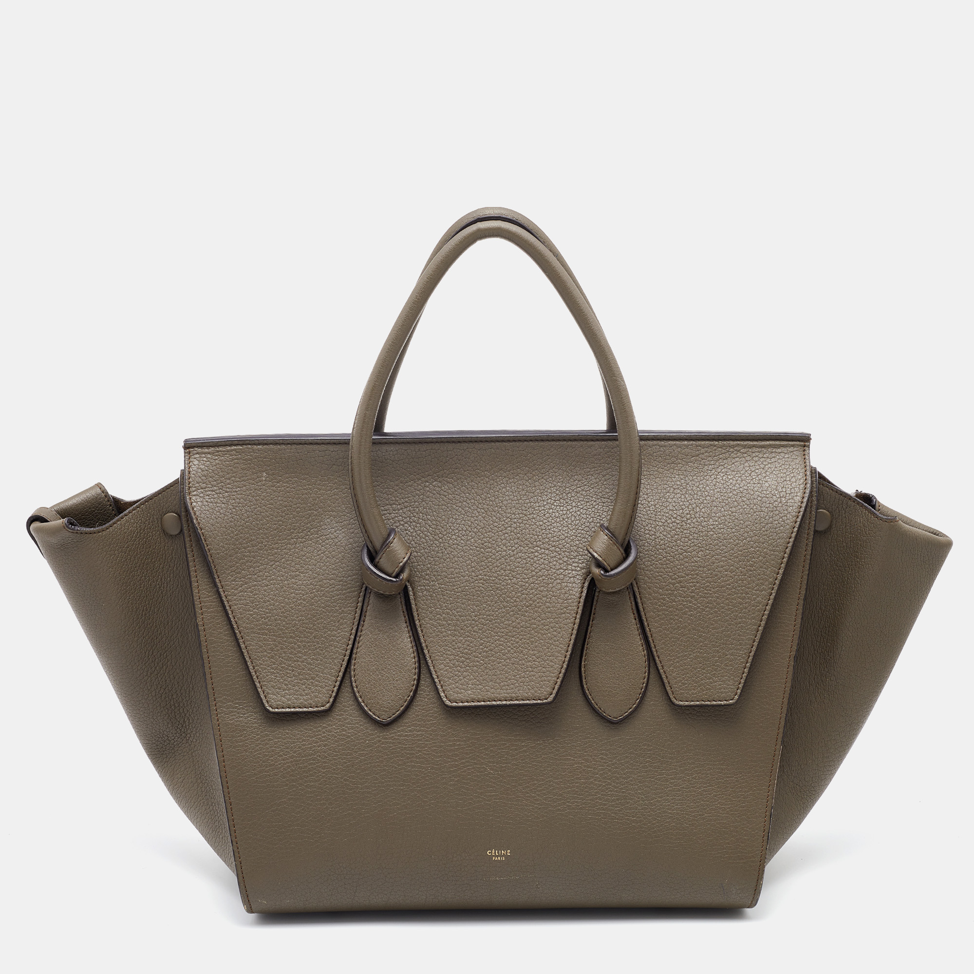 Pre Owned Celine Brown Leather Medium Tie Tote