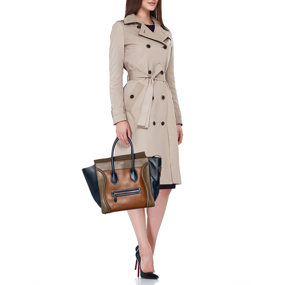 

Celine Tricolour Leather Mini Luggage Tote, Multicolor