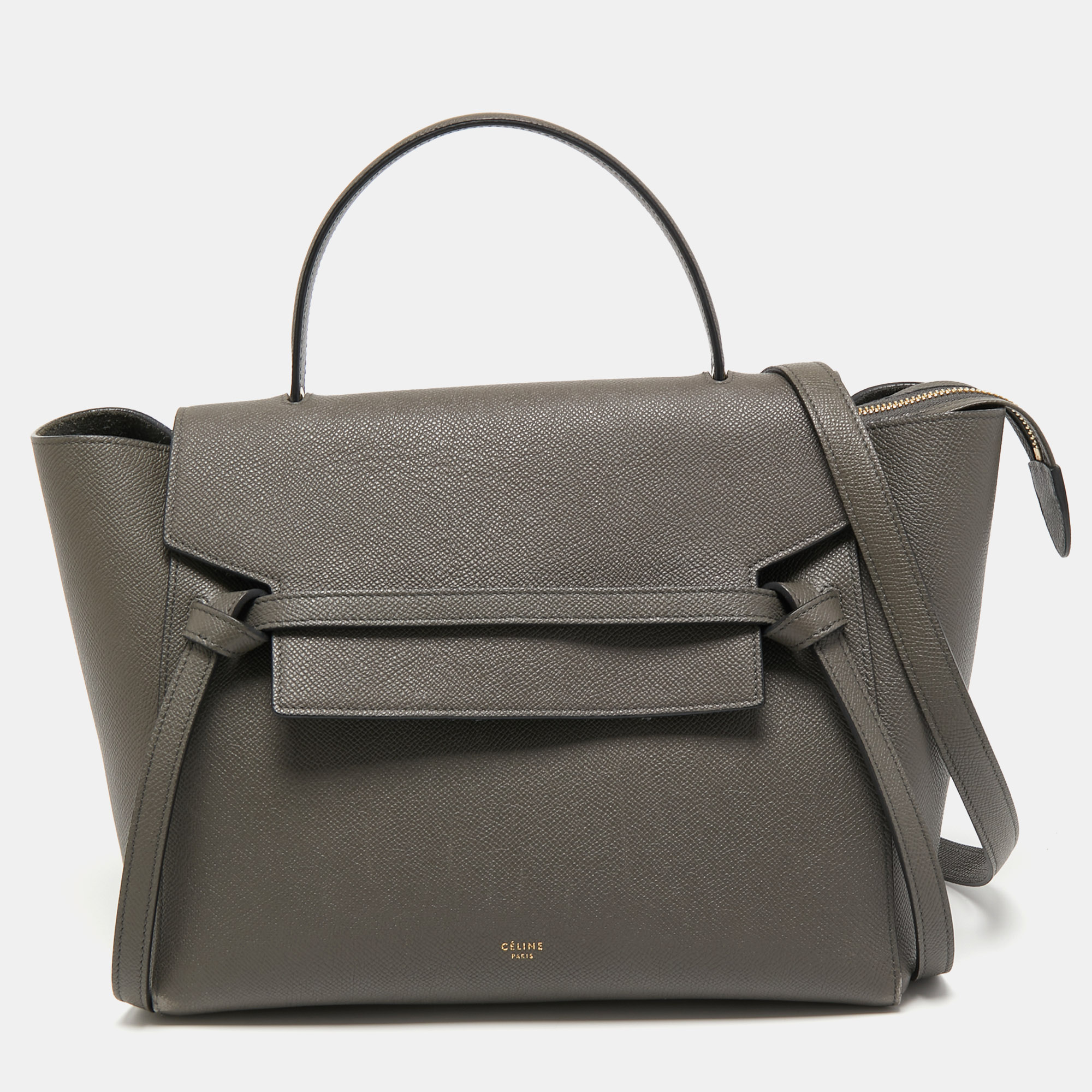 مملوكة مسبقًا Celine Grey Leather Mini Belt Top Handle Bag