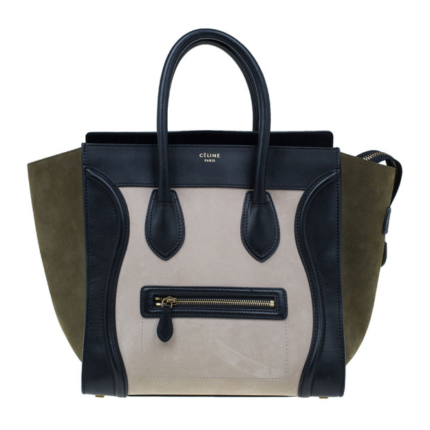 Pre Owned Celine Tricolor Smooth Leather Mini Luggage Tote