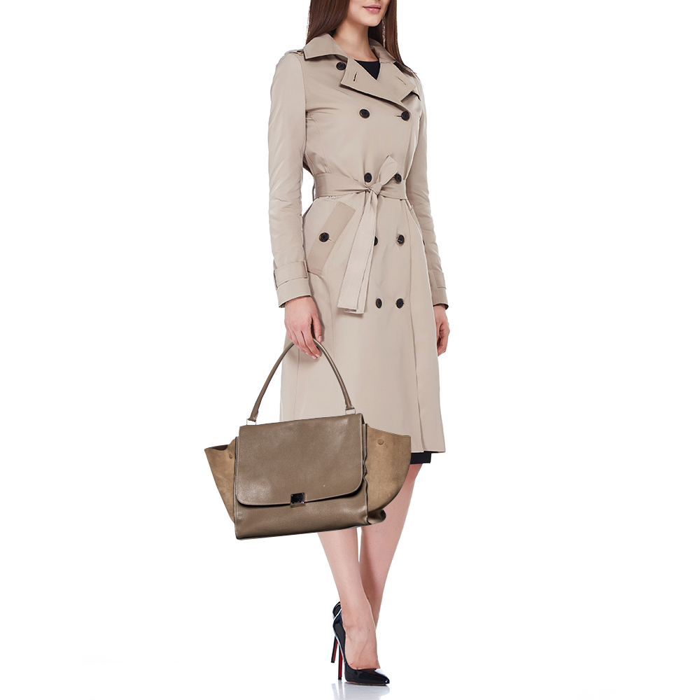 

Celine Grey Leather and Suede Large Trapeze Top Handle Bag