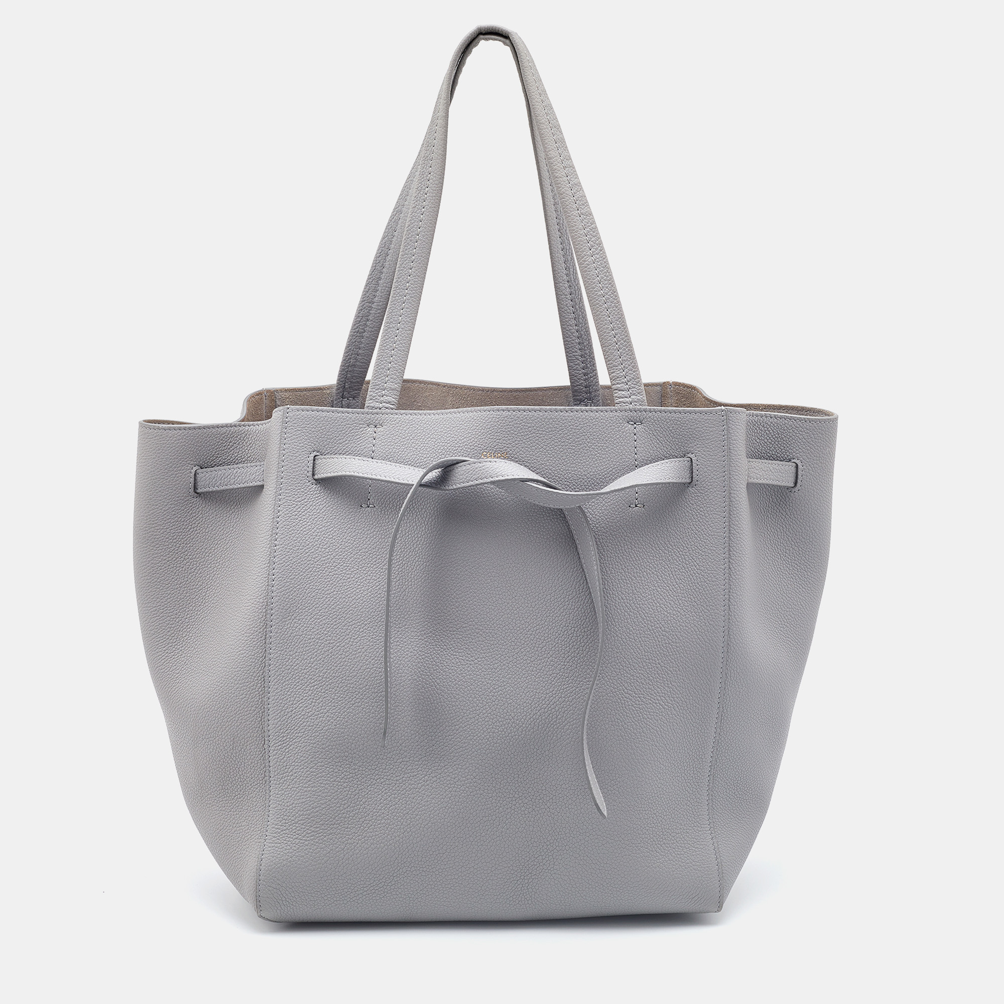Pre Owned Celine Grey Soft Grained Leather Small Cabas Phantom Tote
