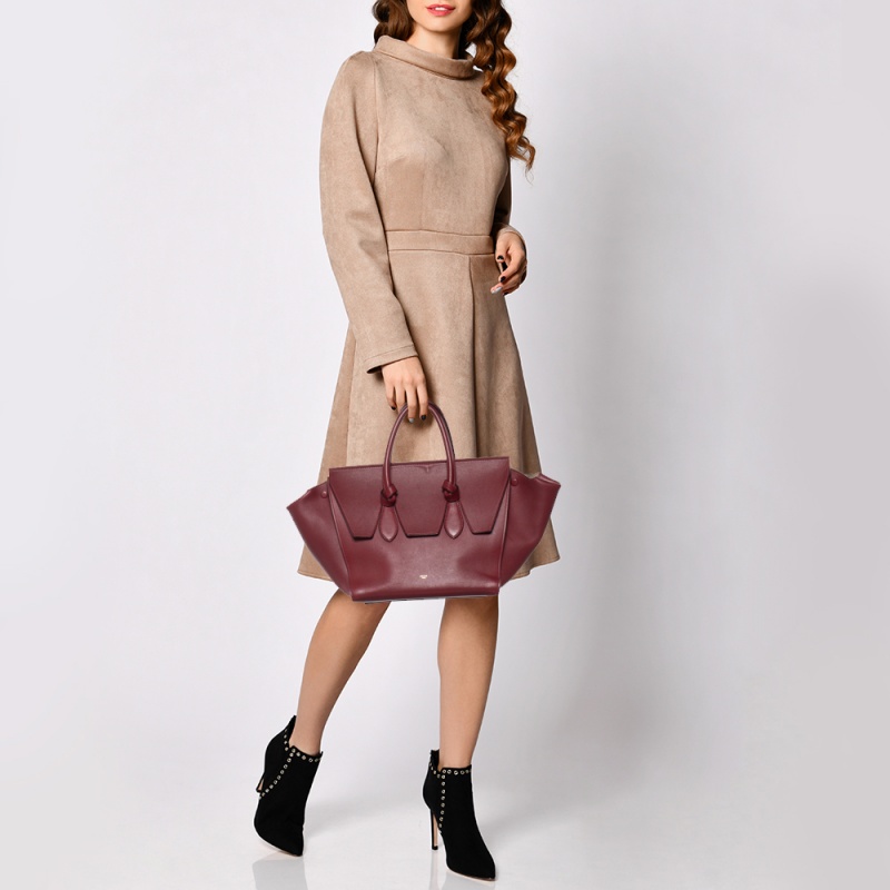

Celine Dark Red Leather Small Tie Tote