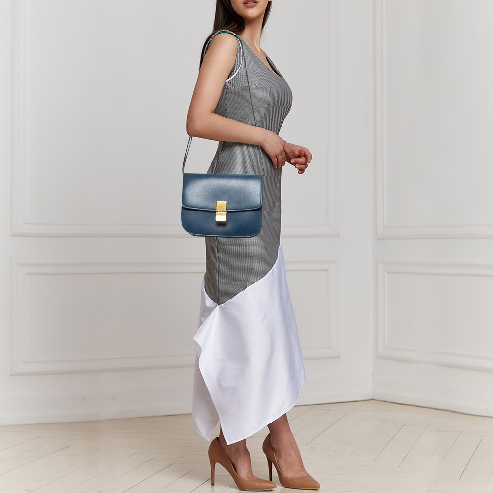 

Celine Blue Leather  Classic Box Shoulder Bag