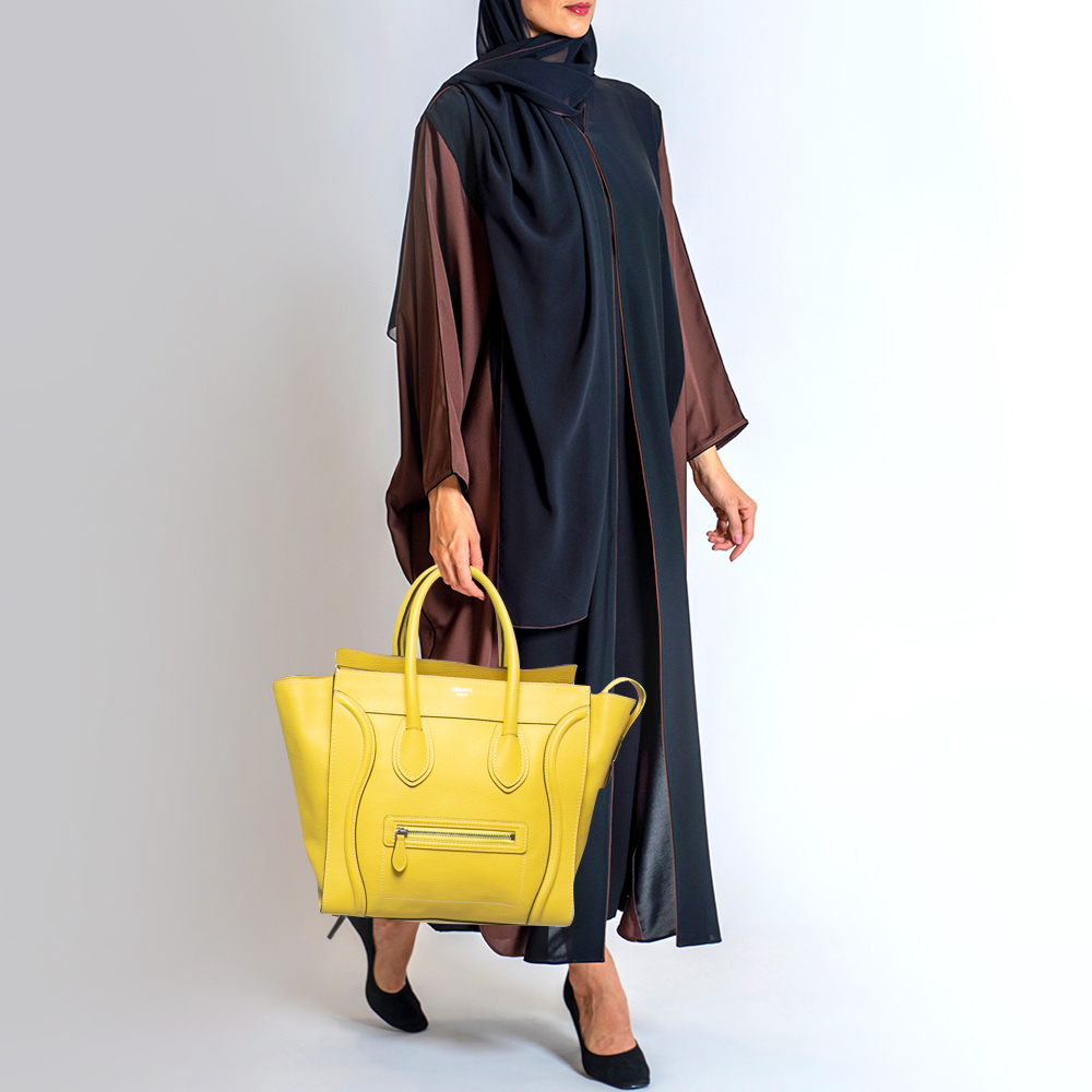 

Celine Yellow Leather Mini Luggage Tote