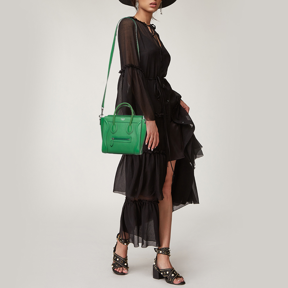 

Celine Green Leather Nano Luggage Tote