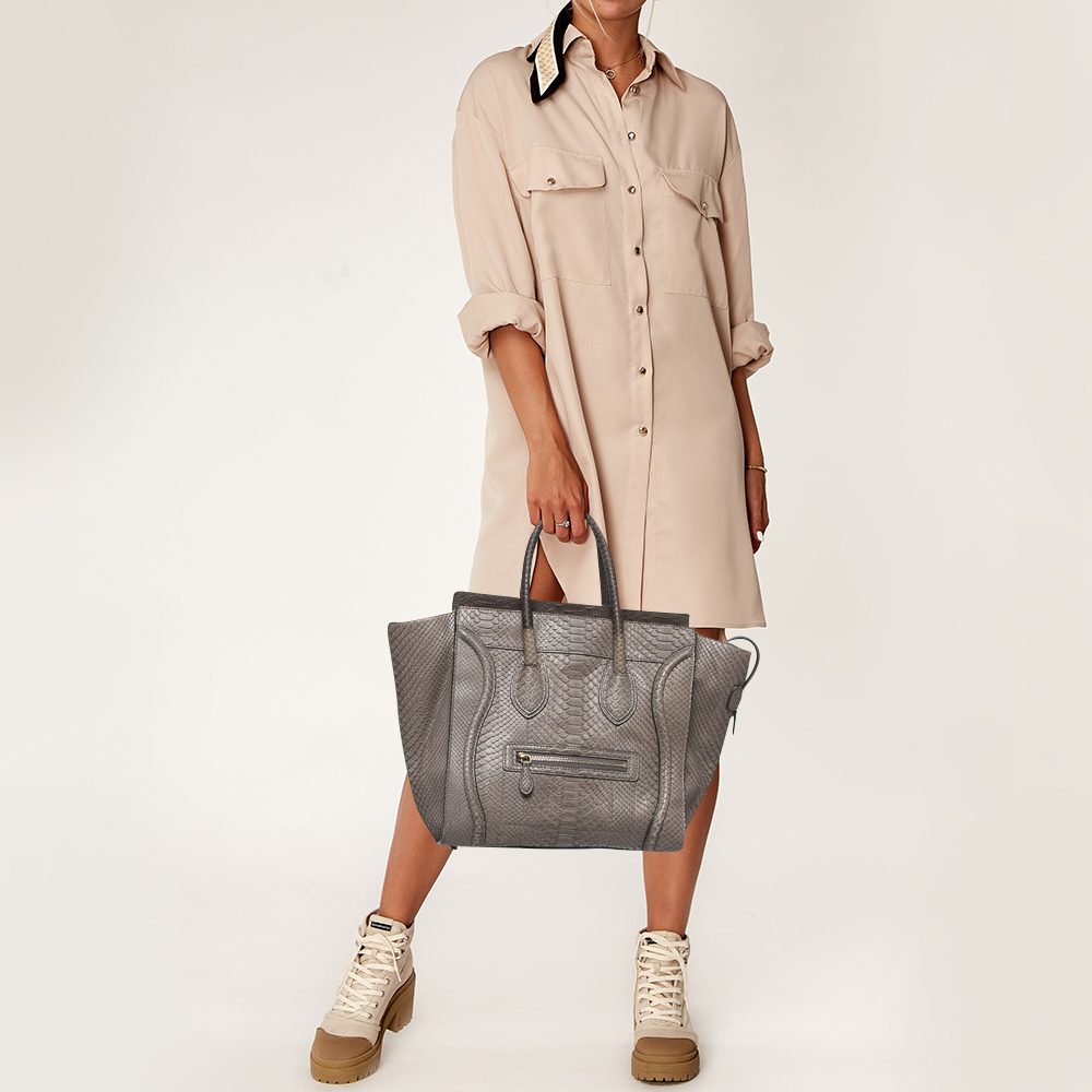 

Celine Grey Python Mini Luggage Tote