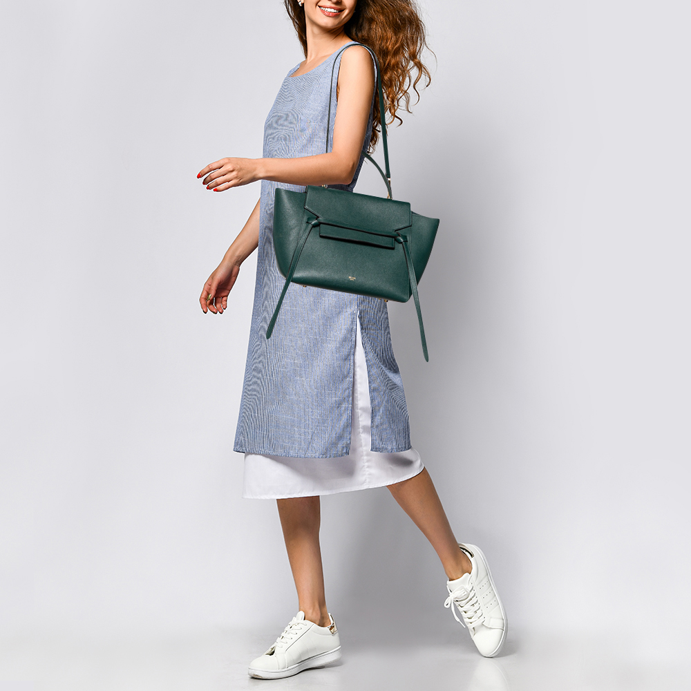 

Celine Green Leather Mini Belt Top Handle Bag