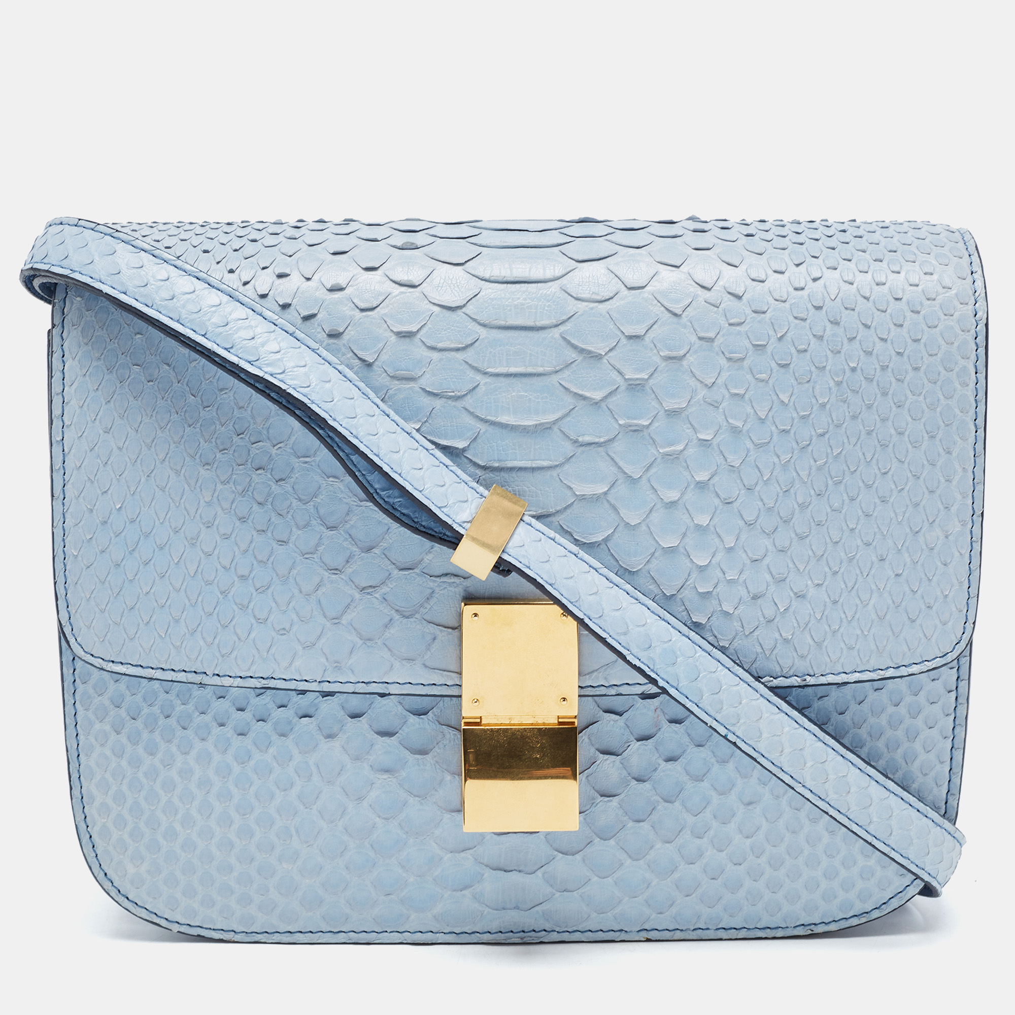 Pre-owned Celine Blue Python Medium Classic Box Bag