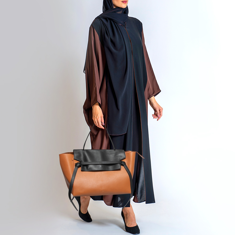 

Celine Brown/Black Leather Belt Top Handle Bag