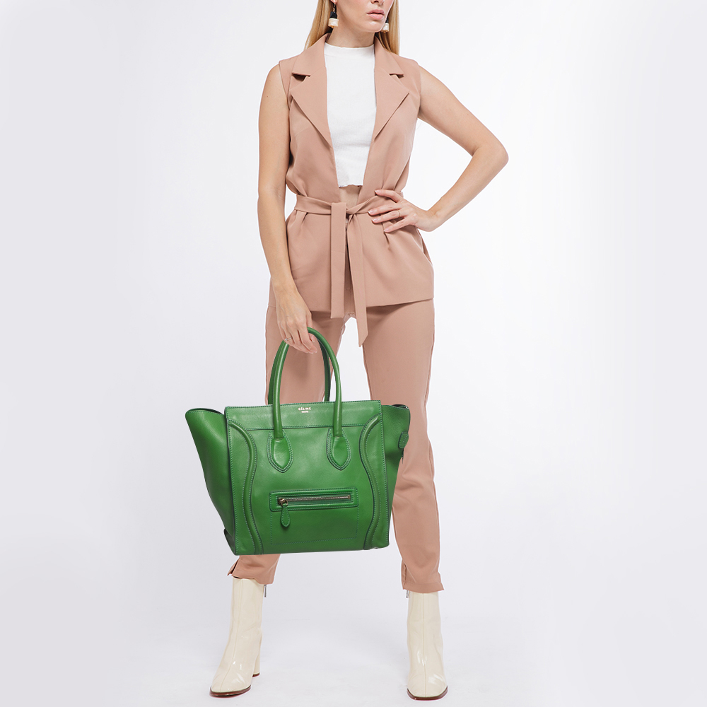 

Celine Green Leather Mini Luggage Tote