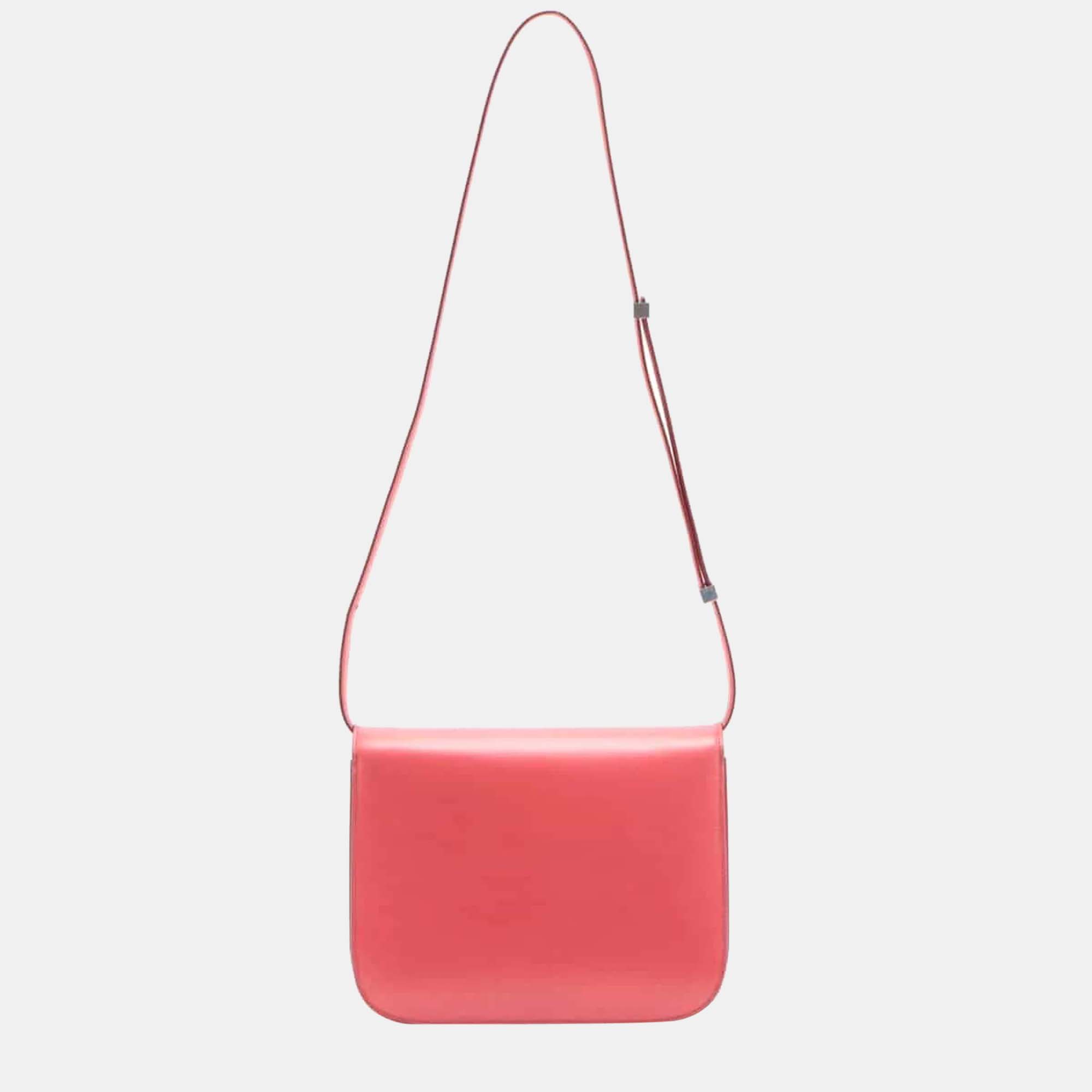 

CELINE Classic Box Leather Shoulder bag Pink