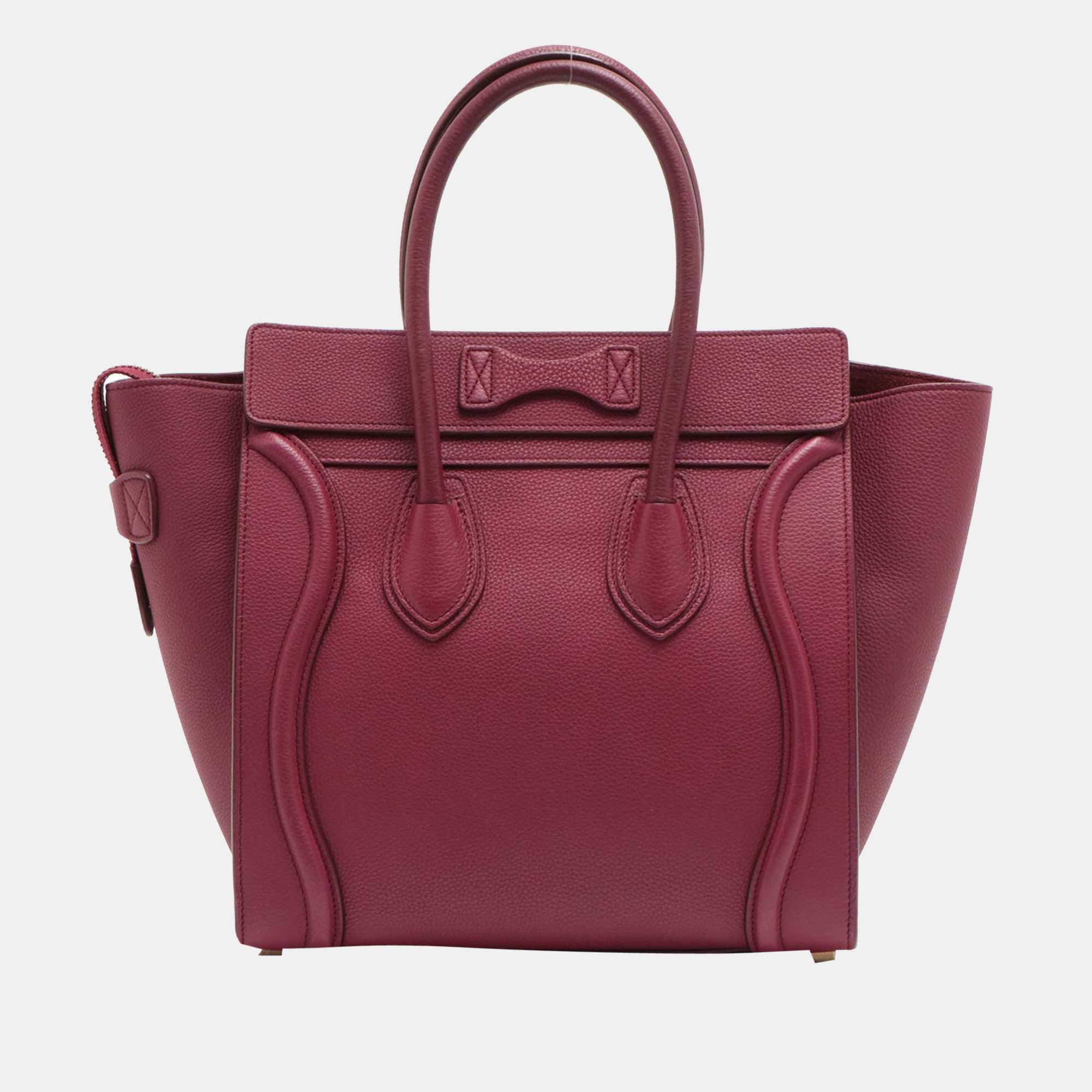 

CELINE Luggage Micro Shopper Leather Hand bag Bordeaux, Burgundy