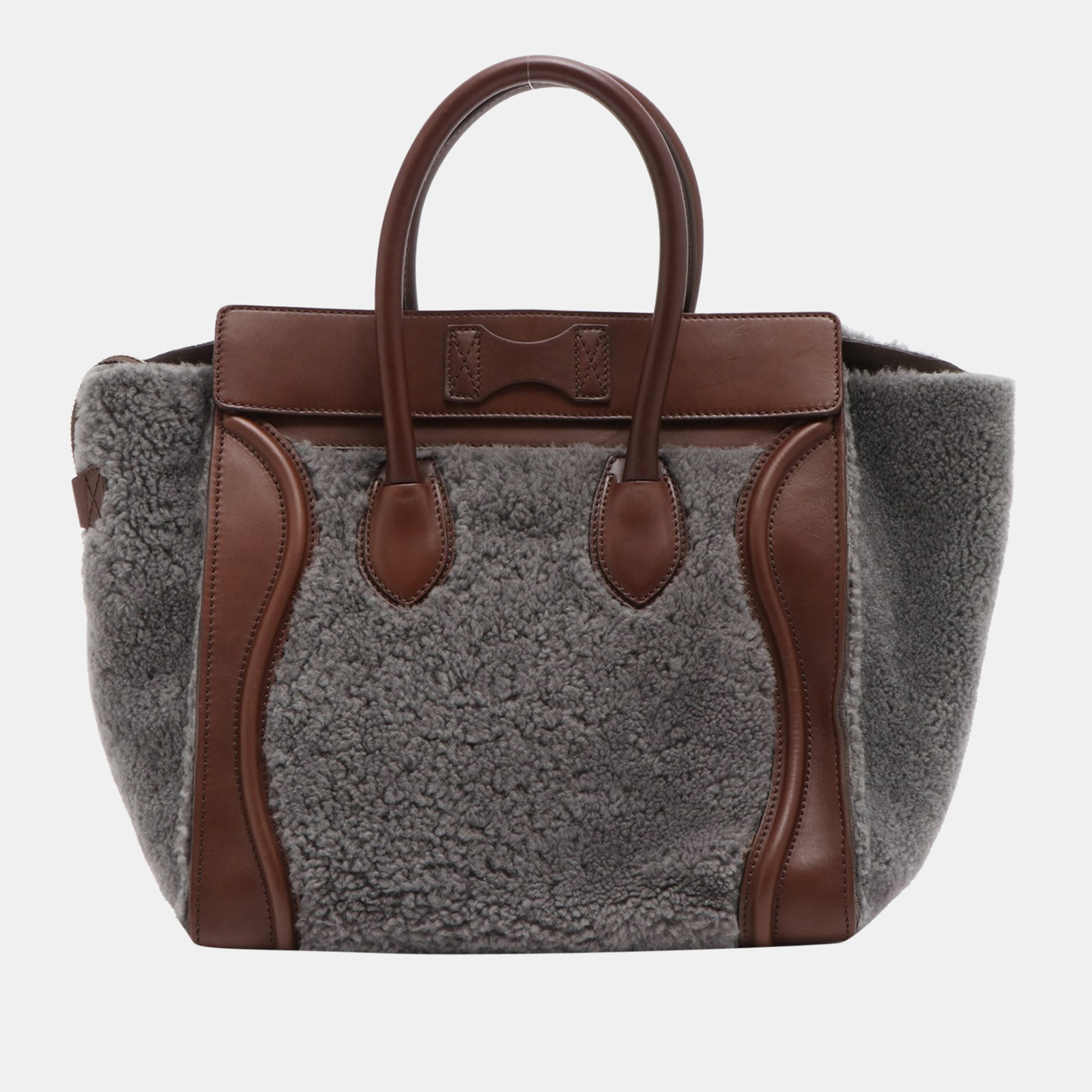

CELINE Luggage Mini shopper Mouton Leather Hand bag Bicolor, Grey
