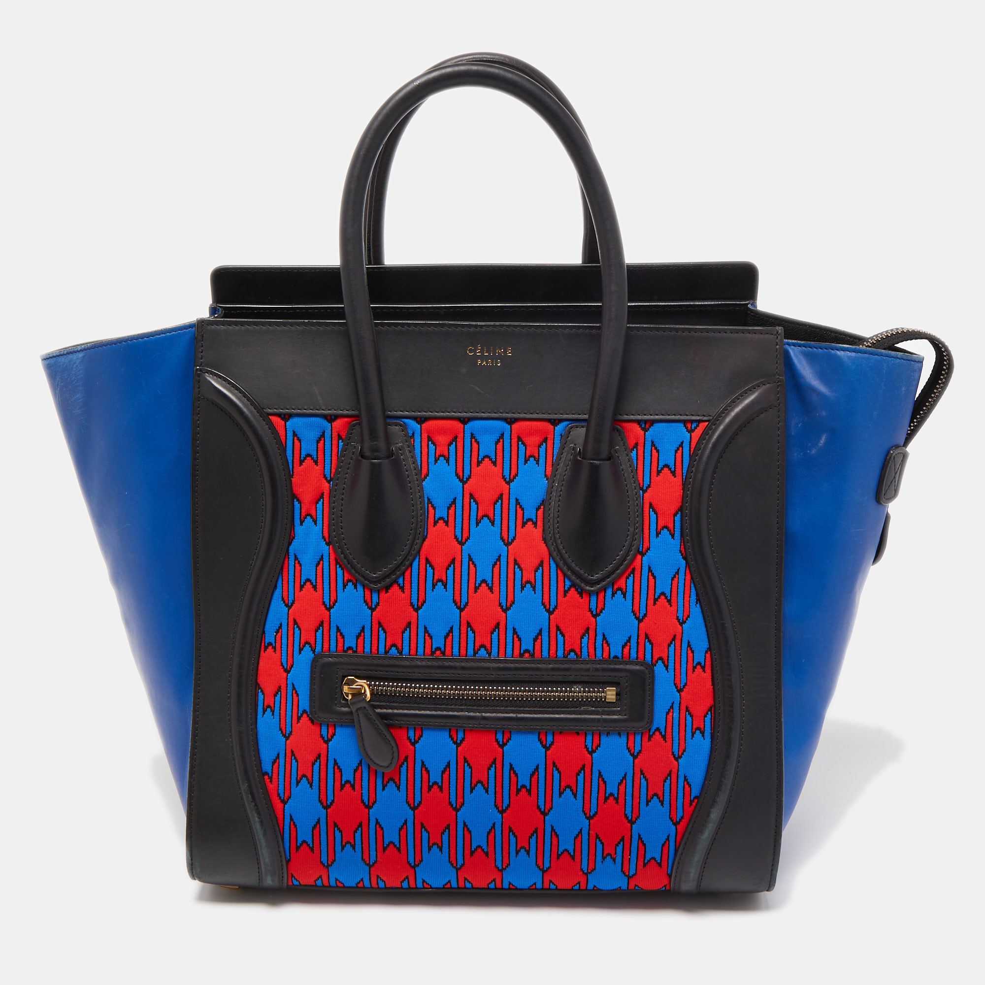

Celine Tricolor Leather and Jacquard Fabric Mini Luggage Tote, Multicolor