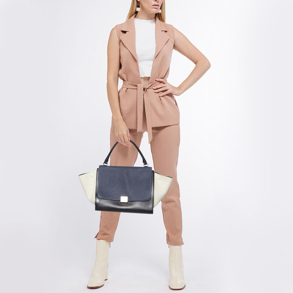 

Celine Tri Color Leather Medium Trapeze Bag, Multicolor