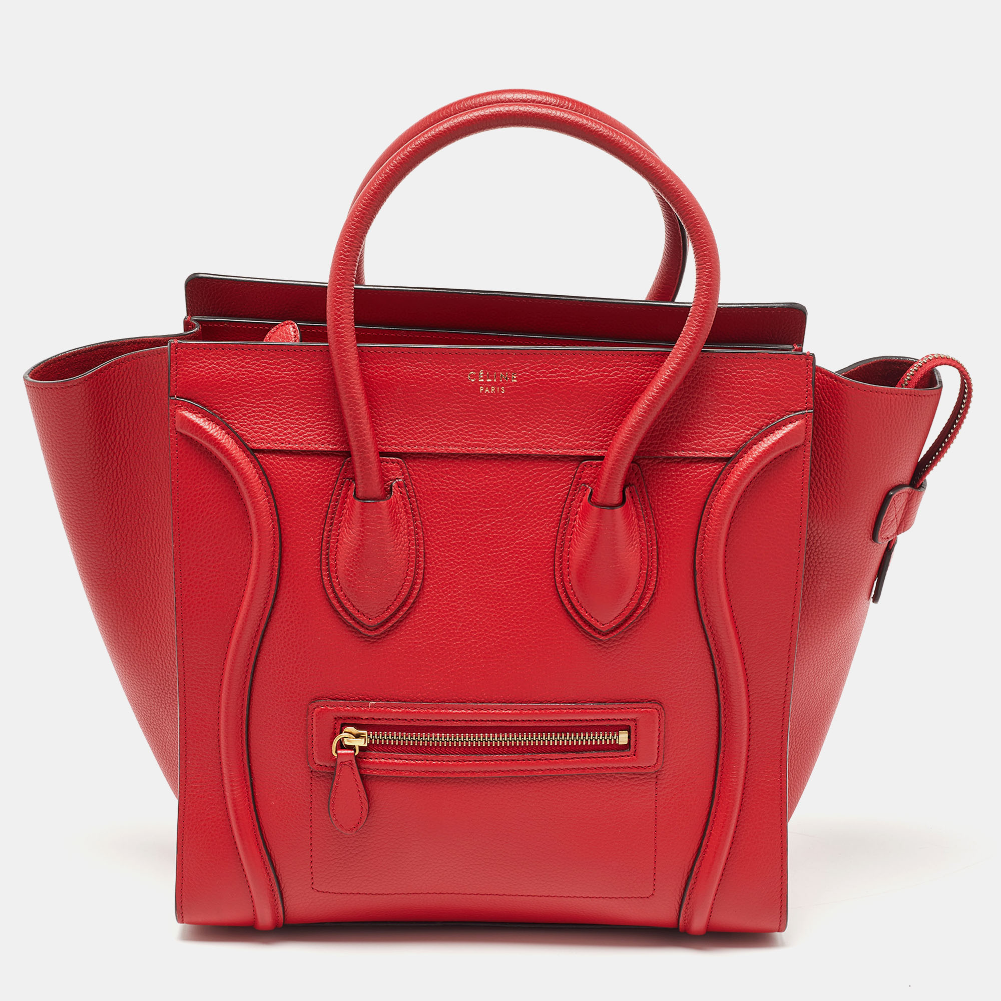 Pre-owned Celine Red Leather Mini Luggage Tote