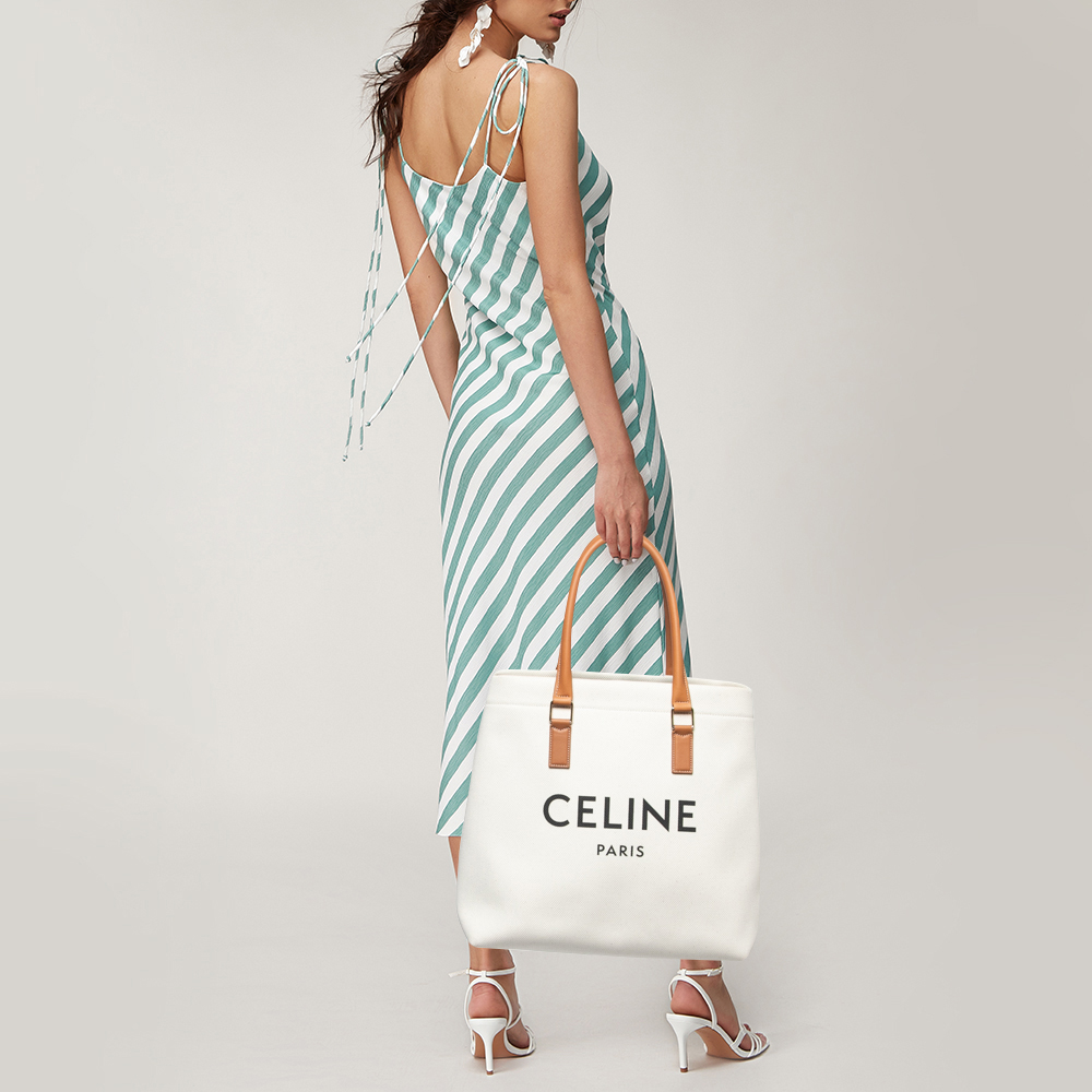 

Celine Brown/Off White Canvas and Leather Vertical Cabas Tote