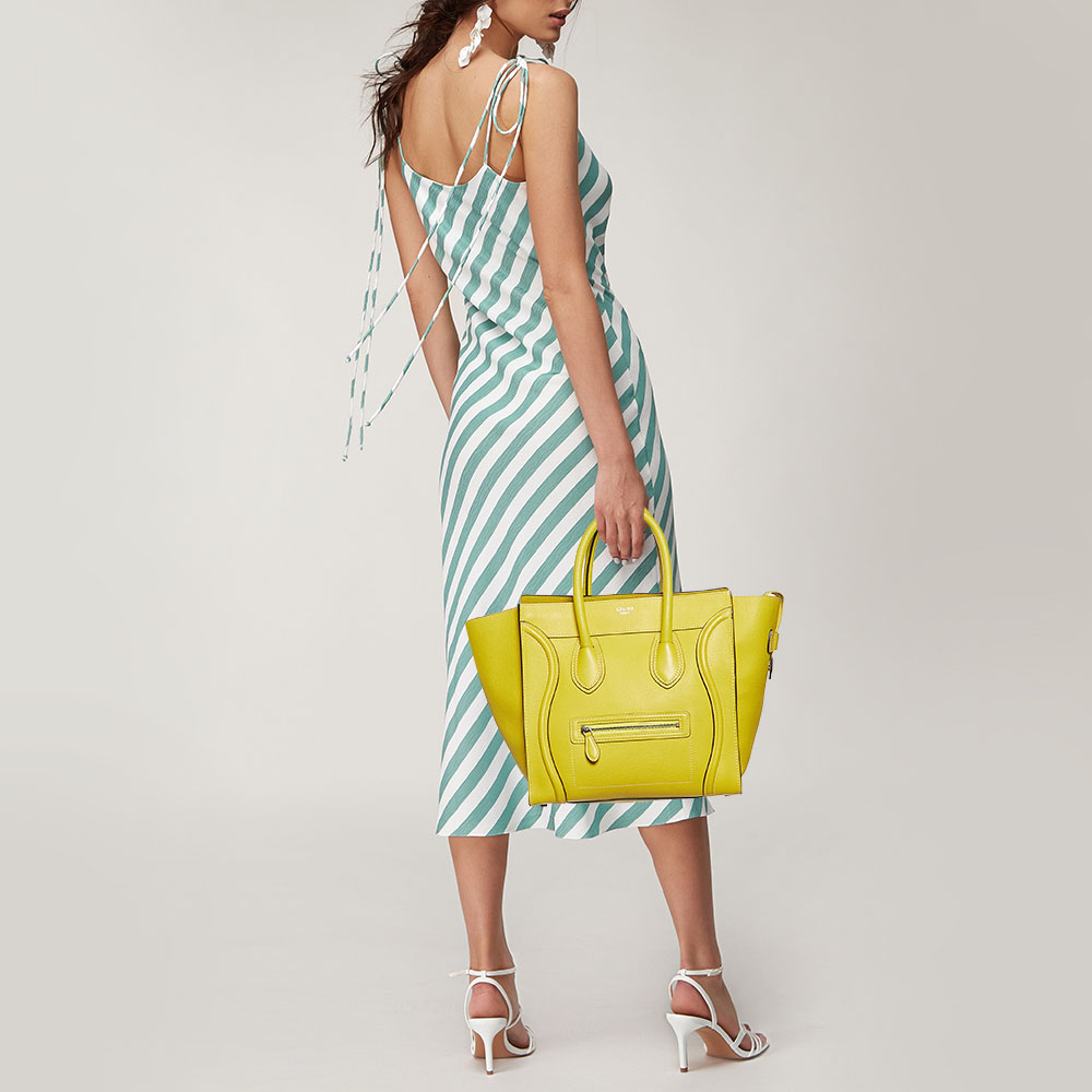 

Celine Yellow Leather Mini Luggage Tote