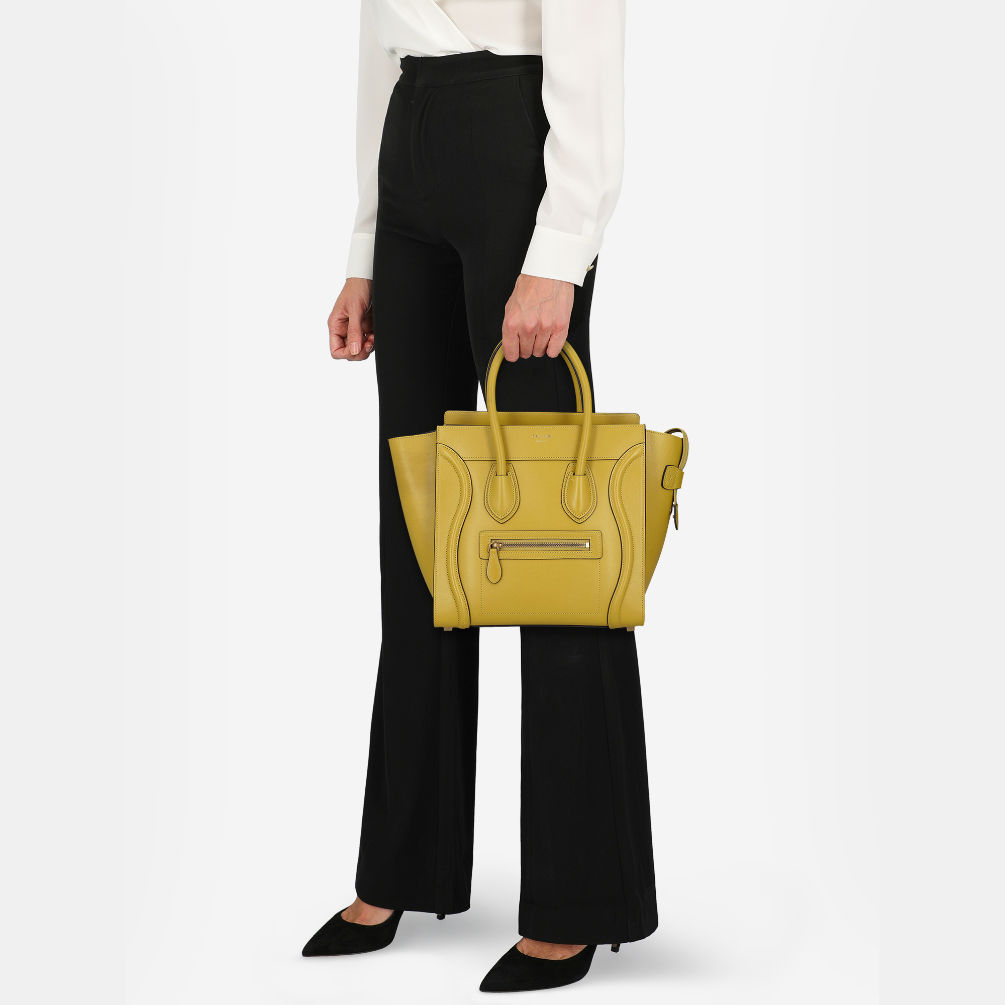 

Celine Luggage - Women's Leather Tote Bag - Yellow