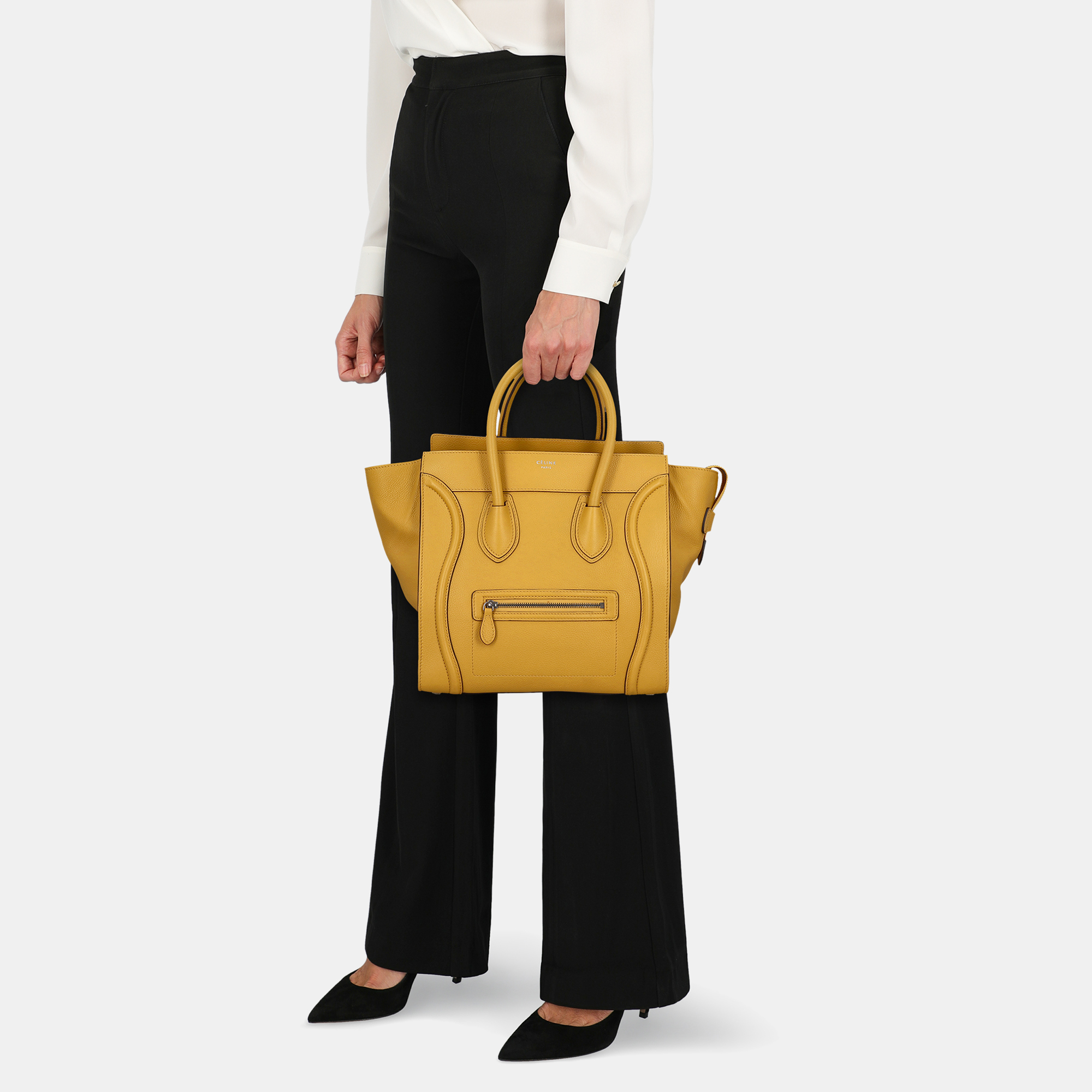 

Celine Luggage - Women's Leather Tote Bag - Yellow