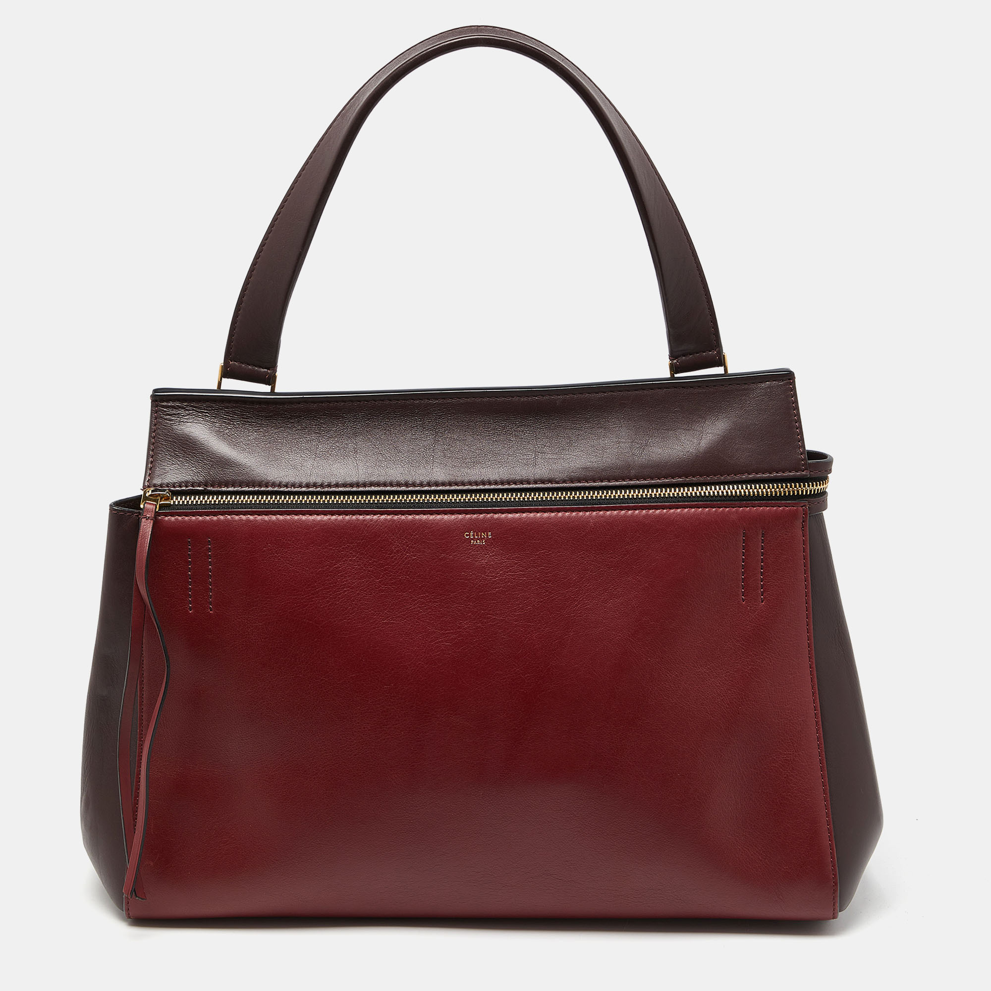 

Celine Burgundy/Red Leather Large Edge Top Handle Bag