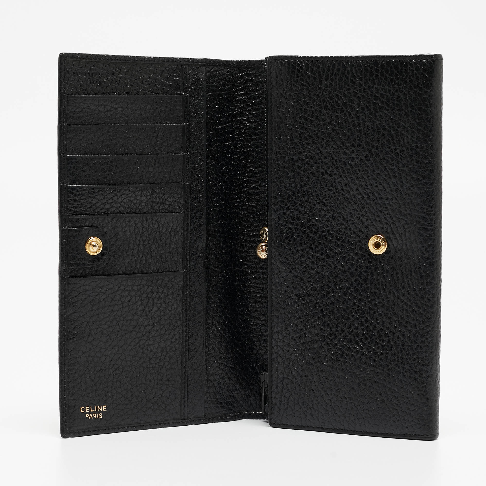 

Celine Black Leather Flap Continental Wallet