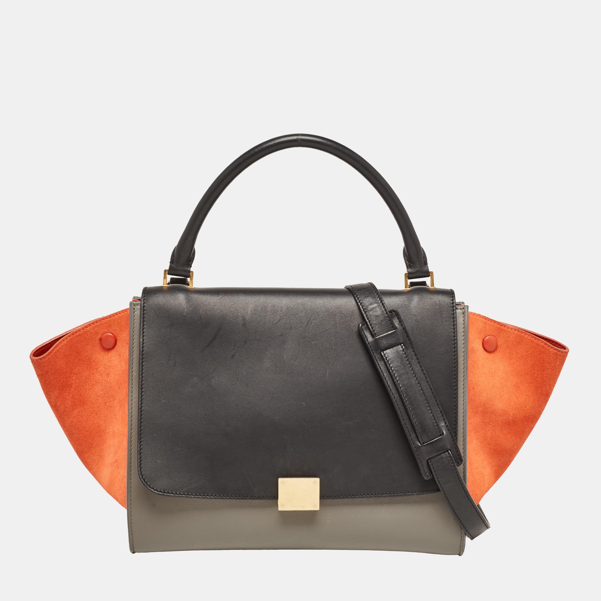 

Celine Tri Color Leather and Suede  Trapeze Bag, Multicolor
