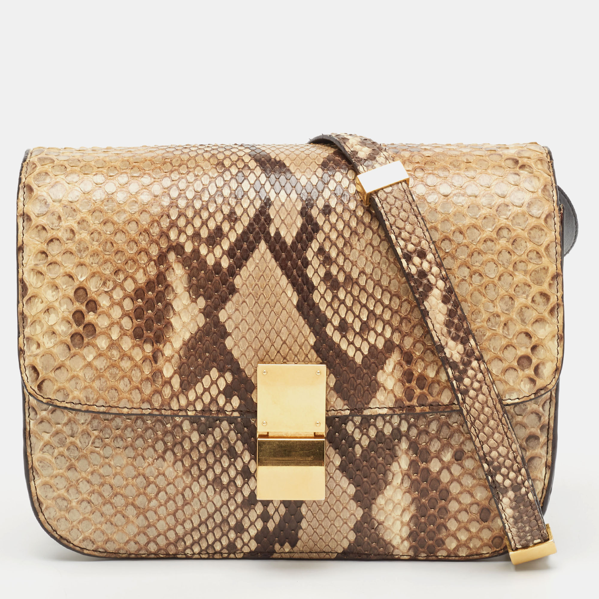 

Celine Beige/Grey Python  Classic Box Shoulder Bag