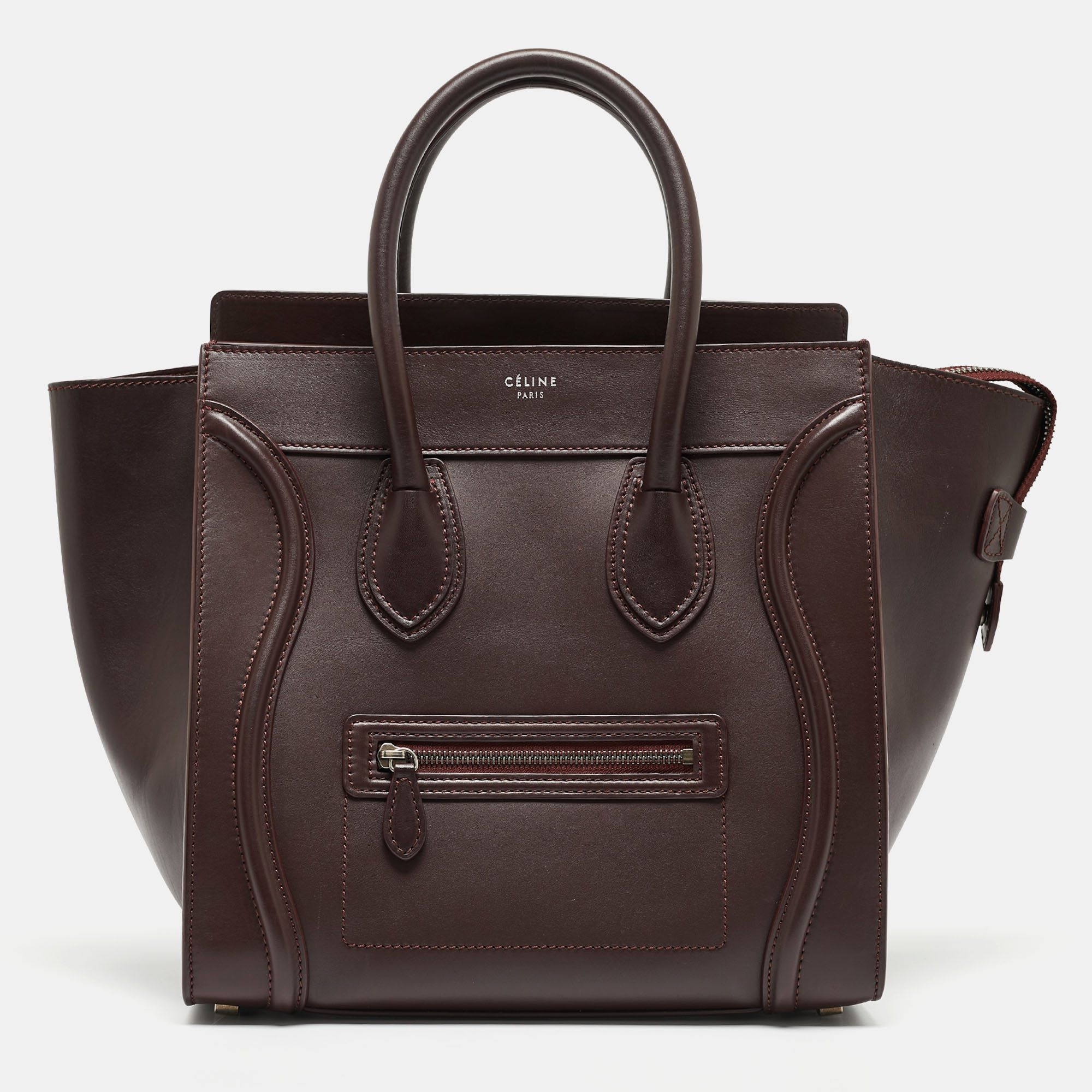 Celine Dark Burgundy Leather Mini Luggage Tote Celine TLC