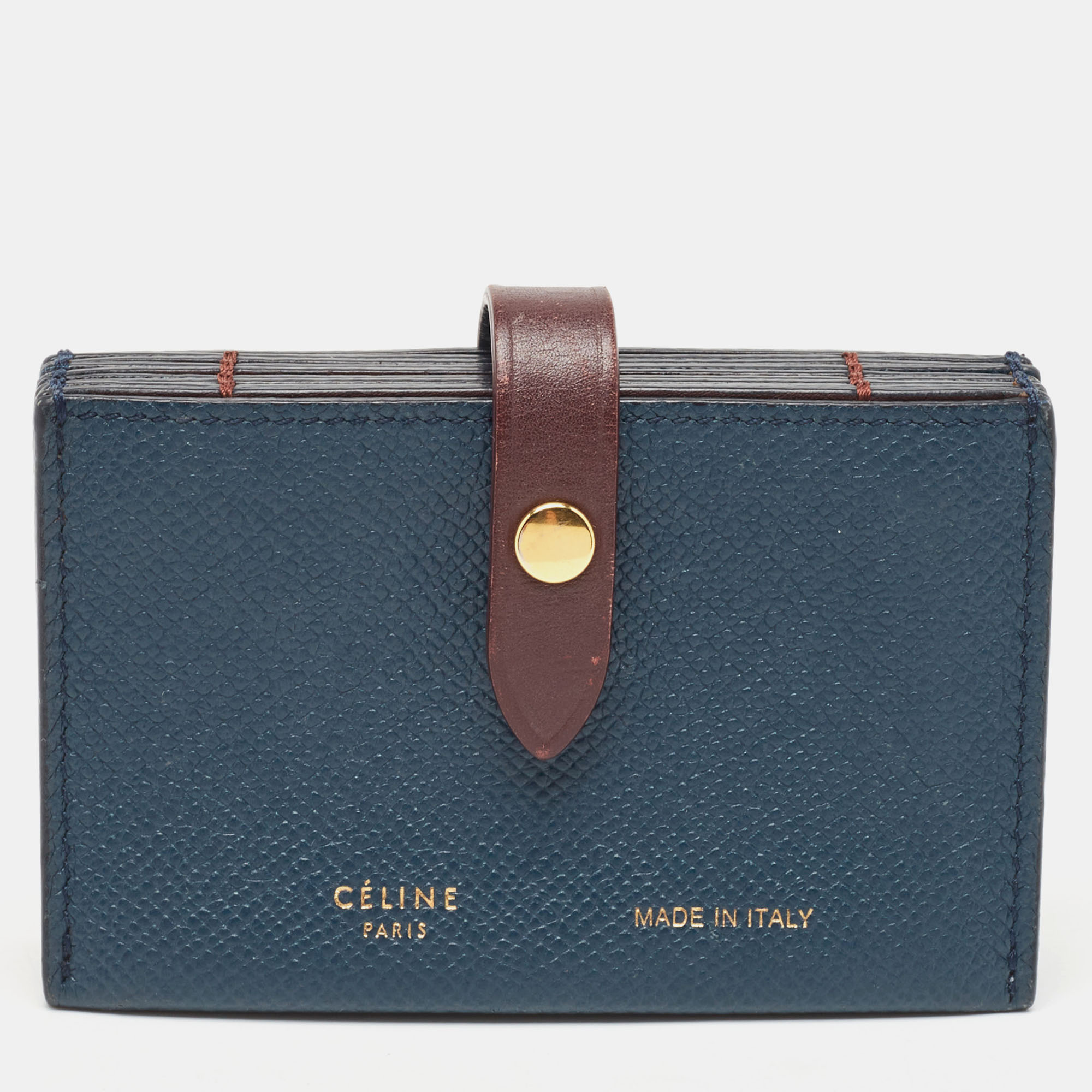 Pre-owned Celine Blue/burgundy Leather Accordion Card Holder