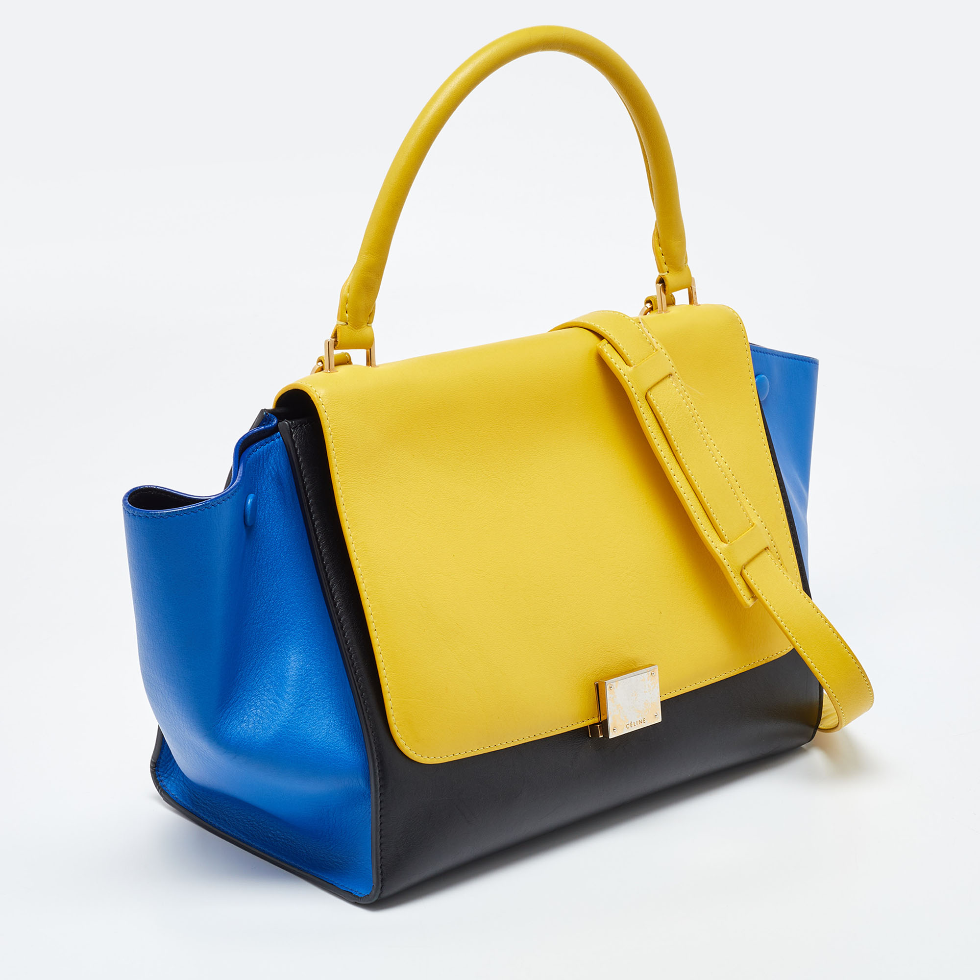 Celine Tri Color Leather Medium Trapeze Bag 