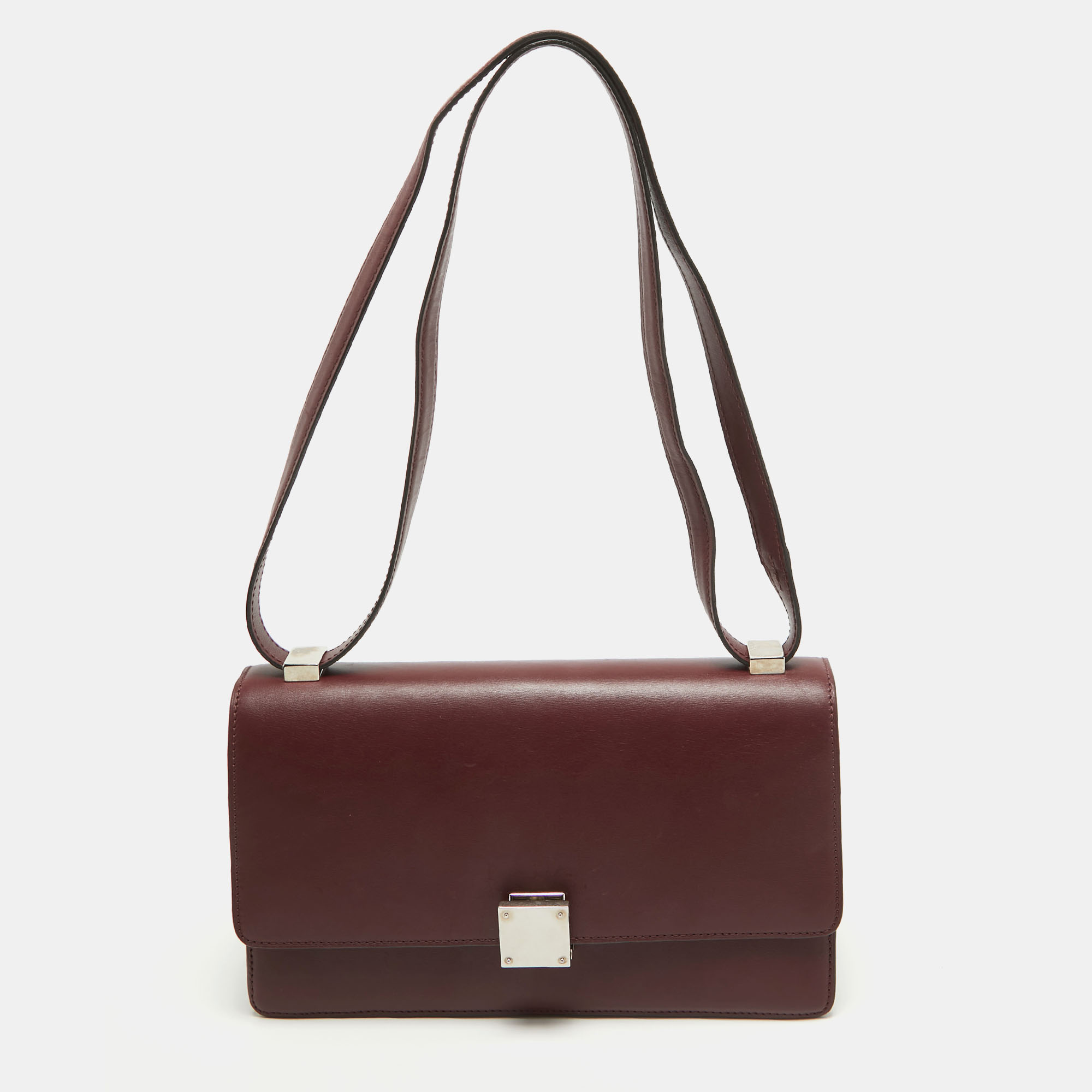 

Celine Burgundy/Brown Leather and Python Classic Box Shoulder Bag
