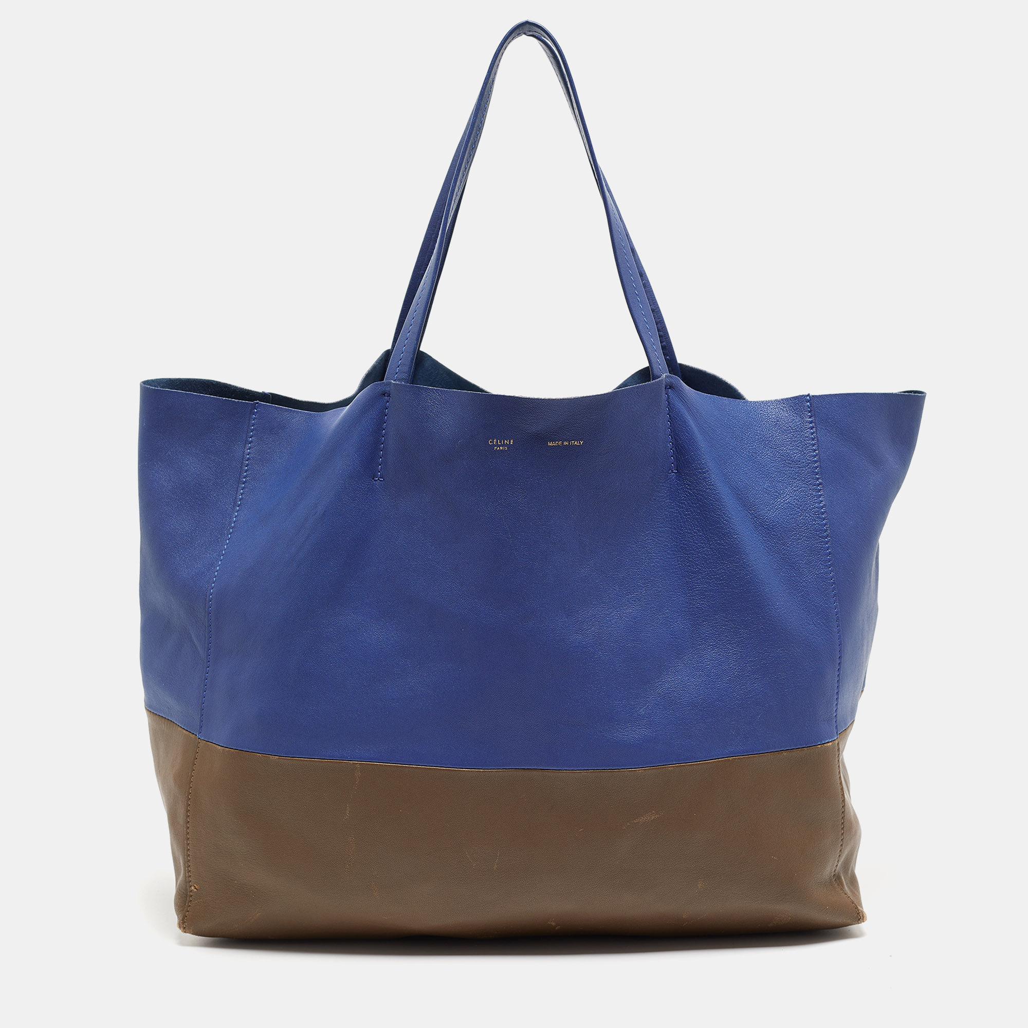Pre-owned Celine Blue/brown Leather Horizontal Cabas Tote