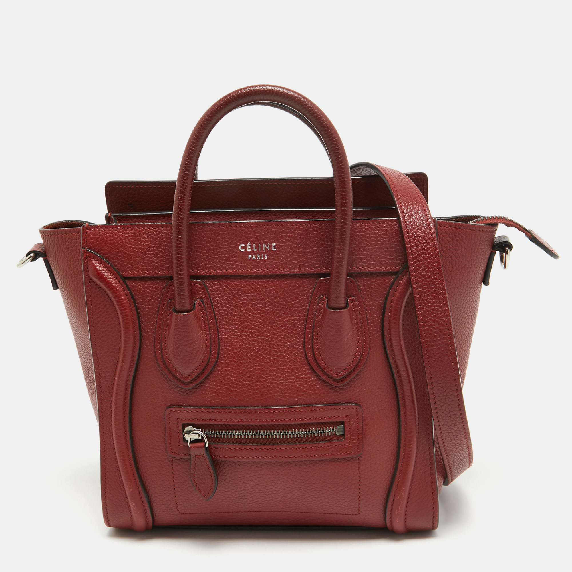Pre-owned Celine Céline Red Leather Nano Luggage Tote