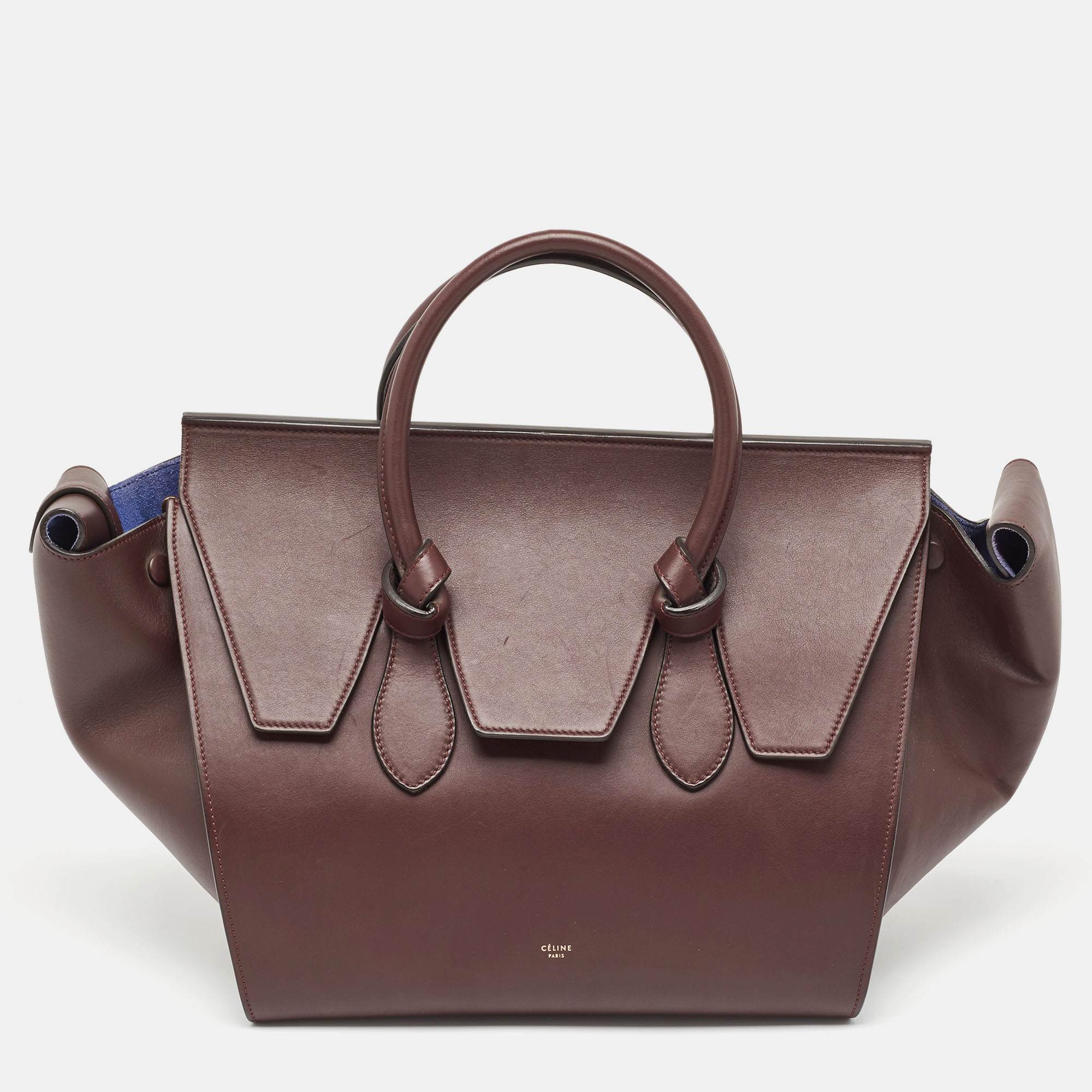 Pre-owned Celine Burgundy Leather Small Tie Tote