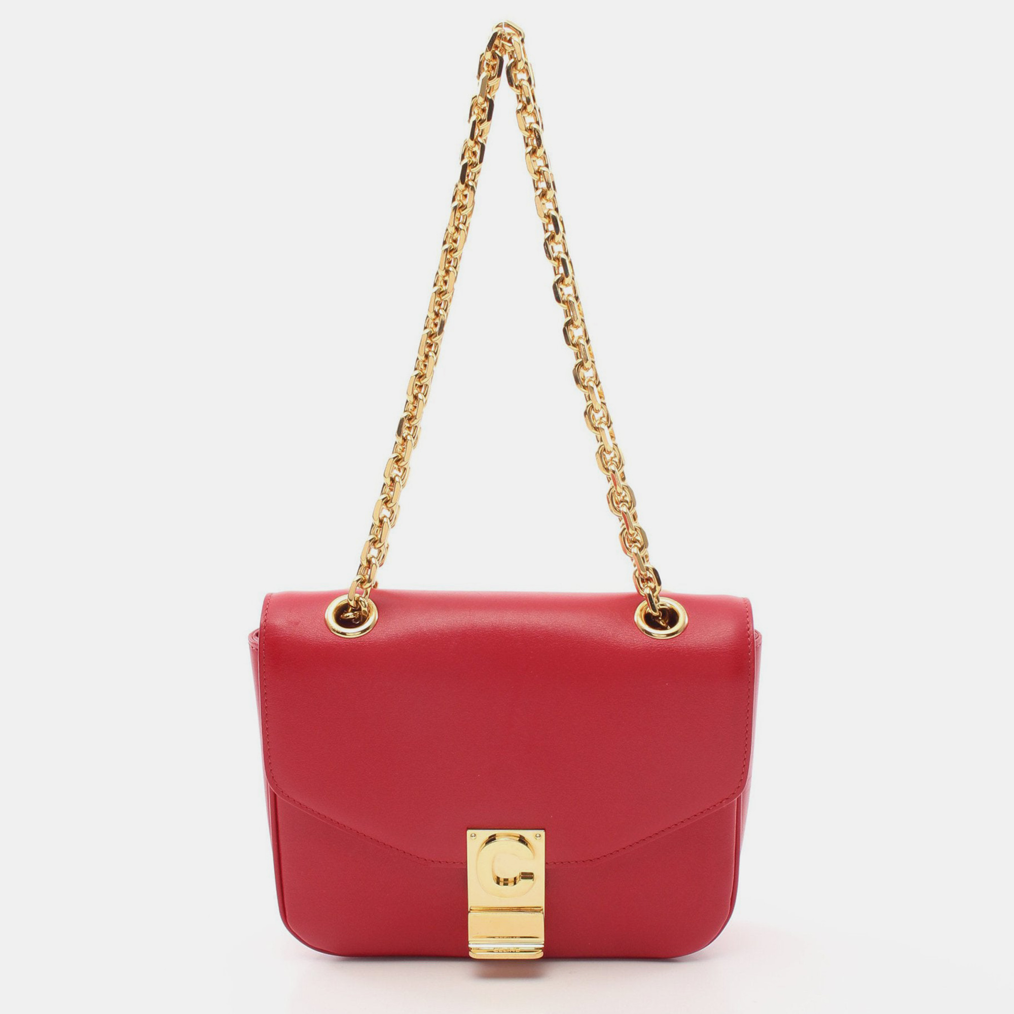 

Celine C See Small W chain shoulder bag Leather Red