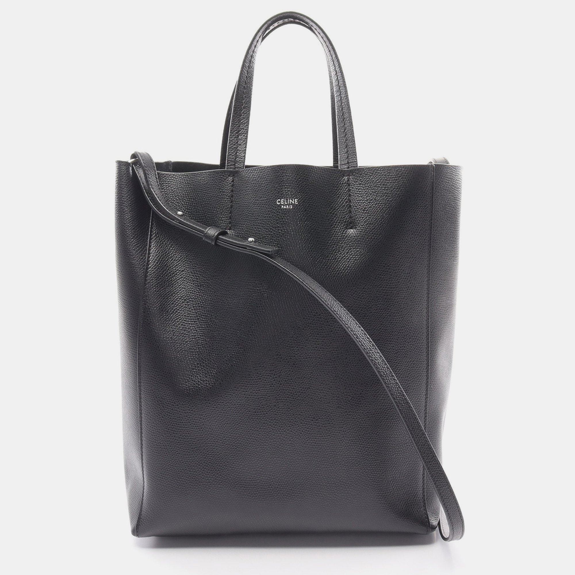 Pre-owned Celine Vertical Small Hippopotamus Handbag Tote Bag Leather Black 2way