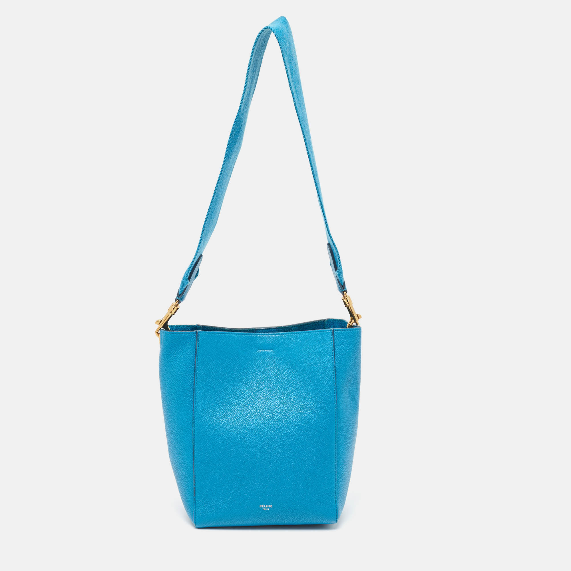 Pre-owned Celine Blue Leather Small Sangle Bucket Bag