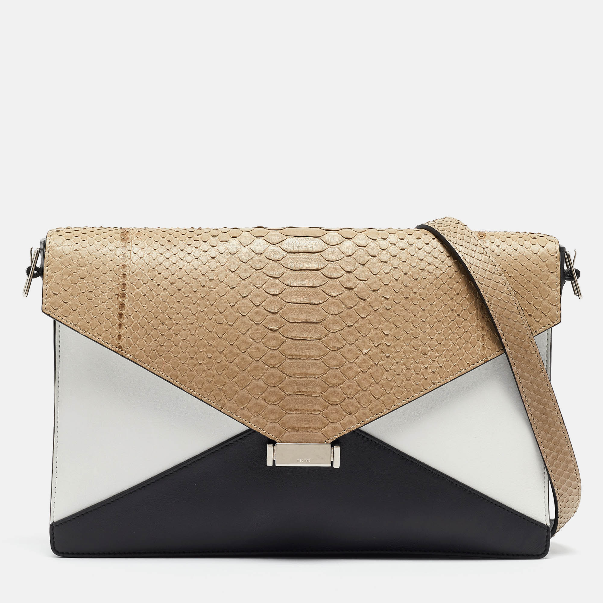 Celine Tricolor Python and Leather Medium Diamond Shoulder Bag
