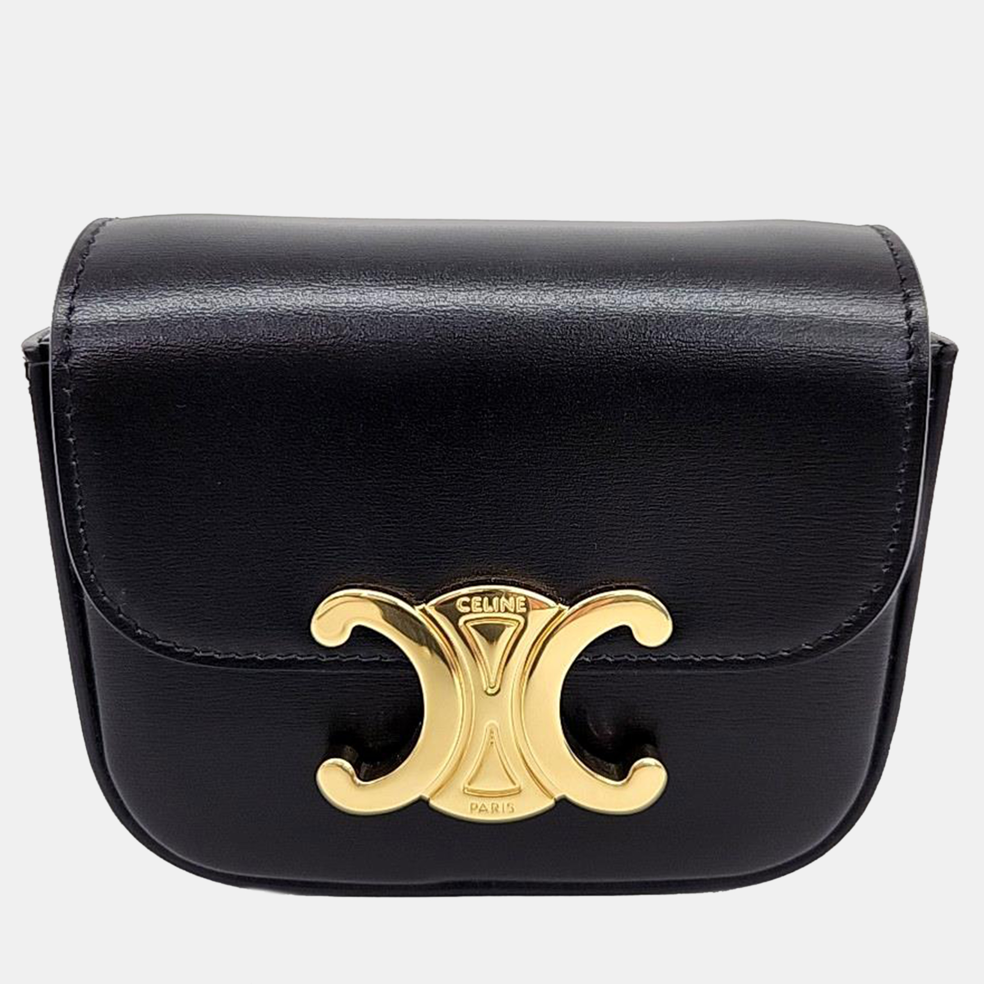 

Celine Black Leather Triumph Mini Crossbdoy Bag