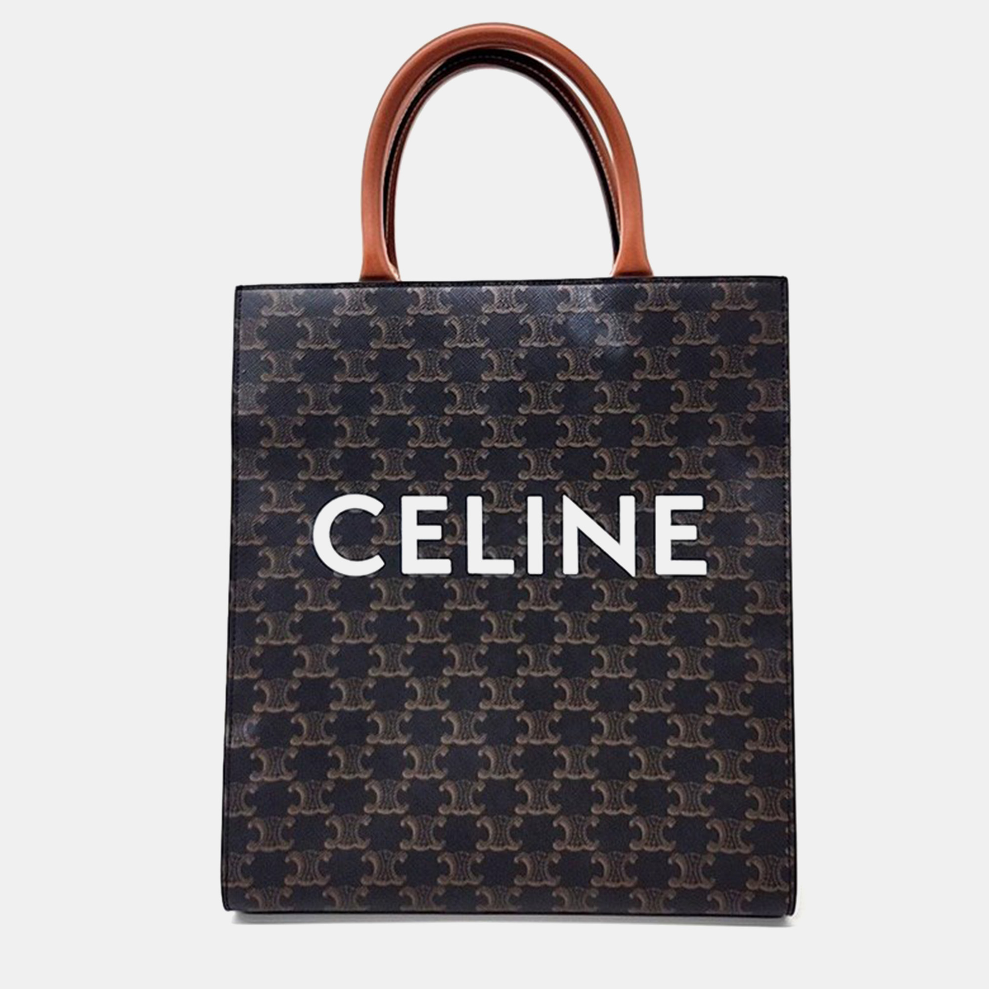 Pre-owned Celine Triomphe Cabas Vertical Small Handbag In Brown